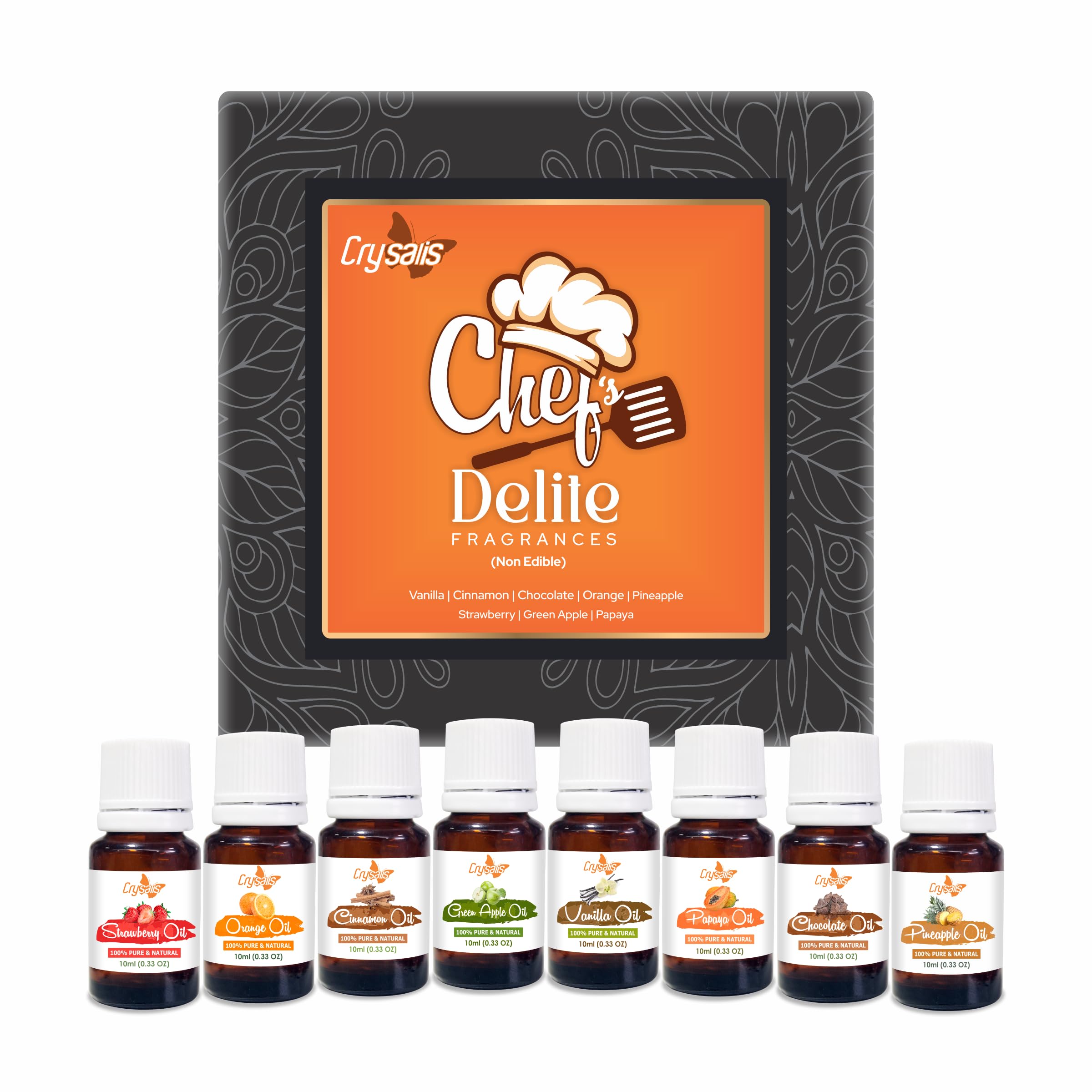 Crysalis Chef Delite Gift set of essential oils with Sweet, Fruity Aroma | Candle making |Diffusers |Bath Bombs | 10ml Pack of 6