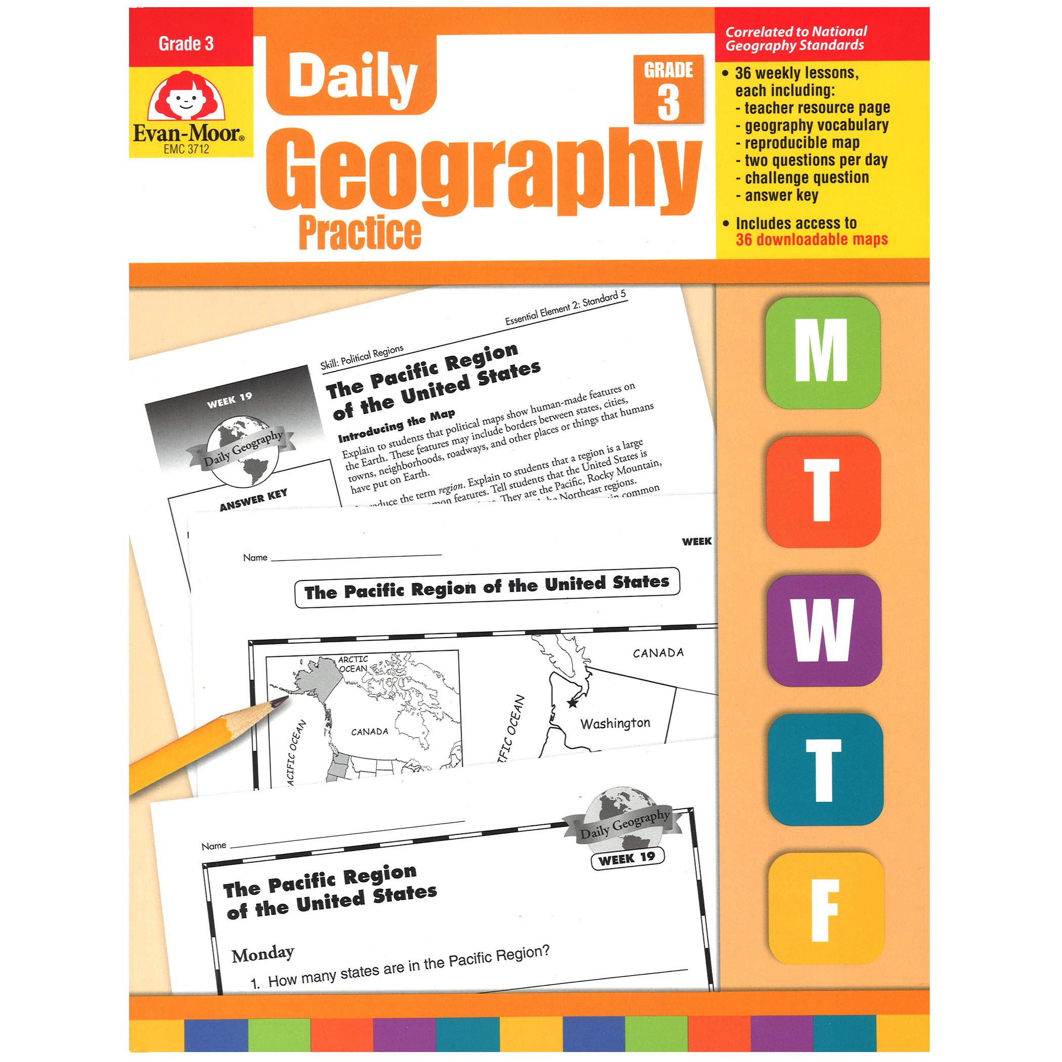 Evan-Moor EMC3712-A1 Daily Geography Practice Book, Grade 3