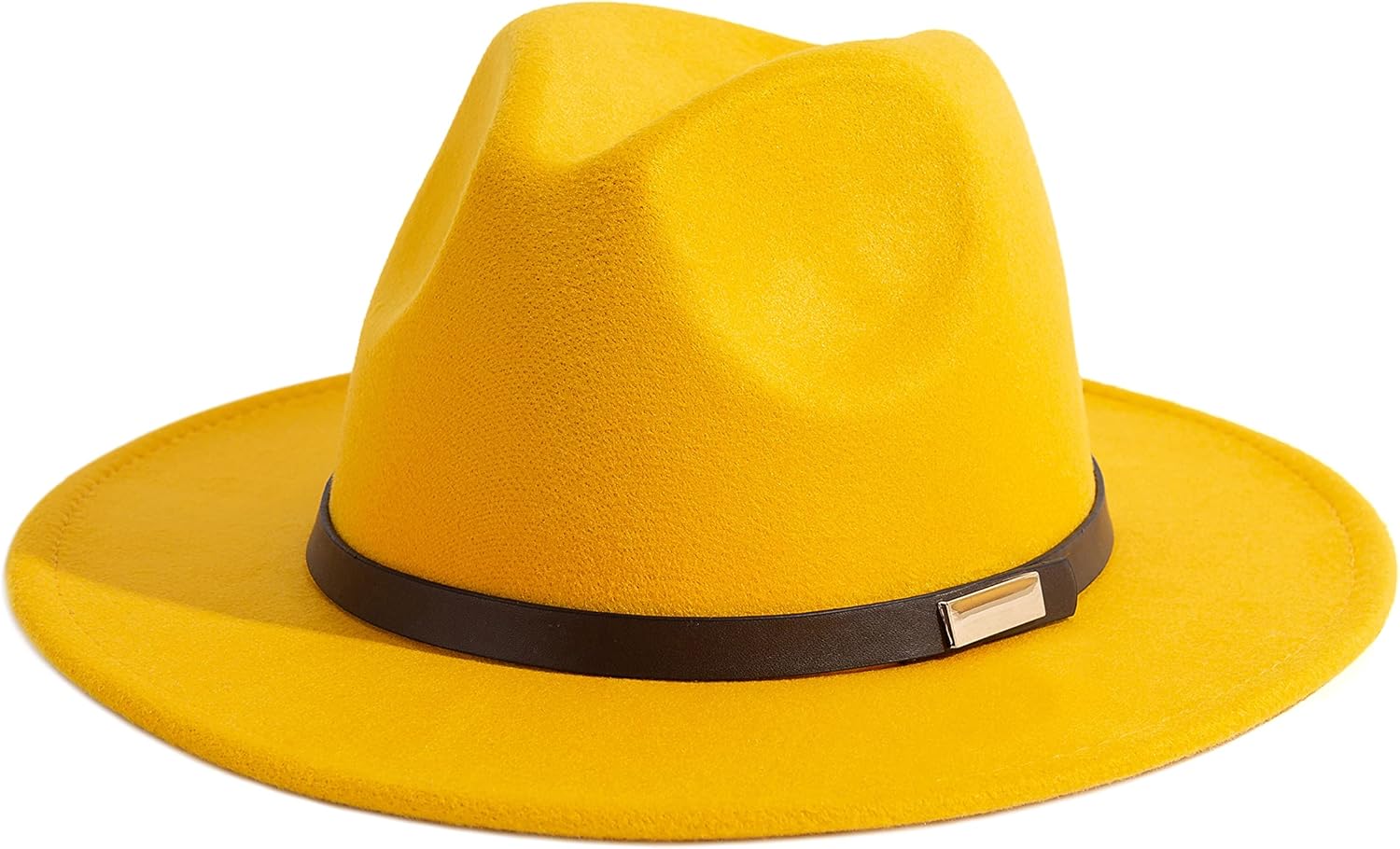 Gossifan Fedora Hats for Men Wide Brim Panama Hat with Classic Belt