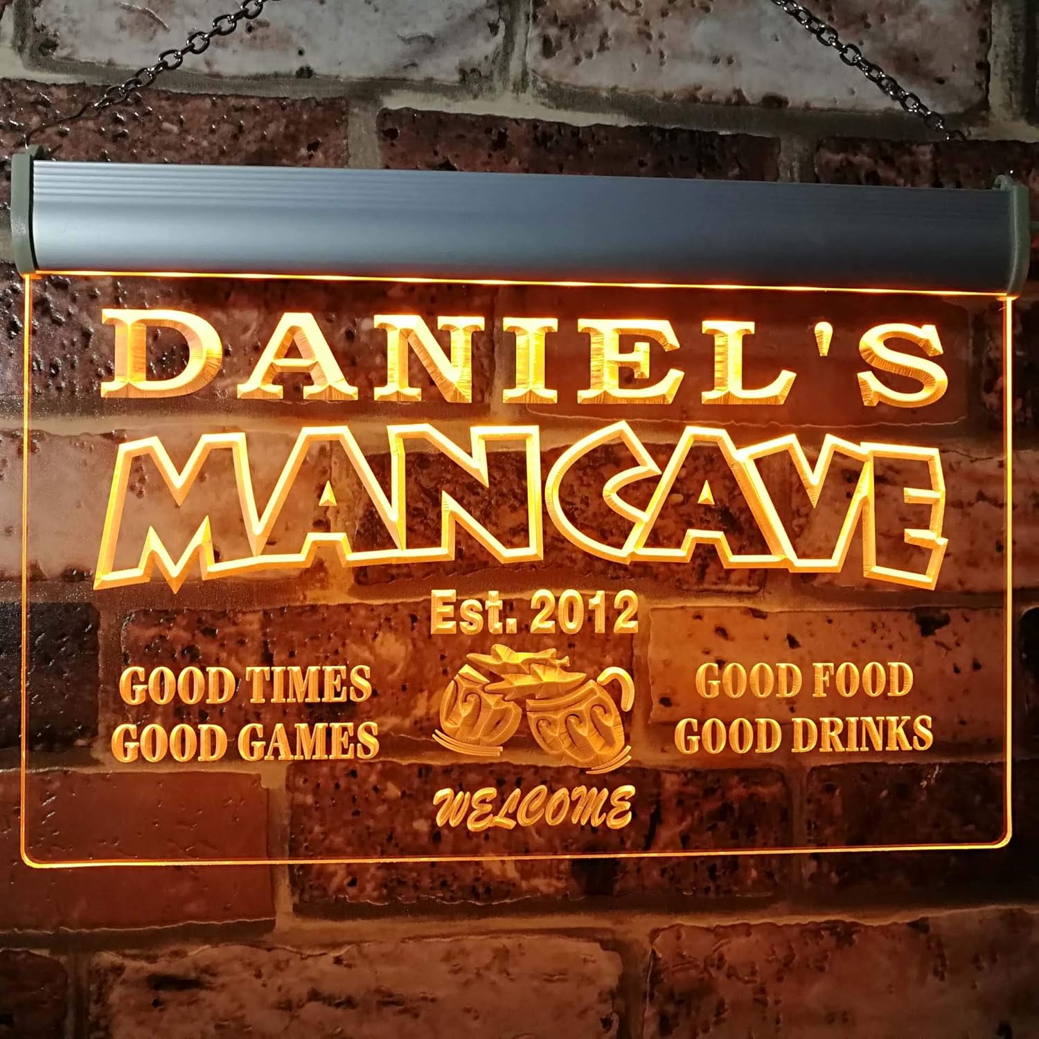 ADVPRO x0012-tm-y Man Cave Bar Custom Personalized Your Name Established Date LED Neon Sign Yellow 16x12 inches