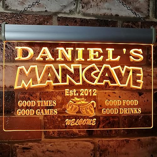 Vista 20 de ADVPRO - Cartel de neón para nombre y fecha personalizados, bar para hombres «Daniel´s», st4-x0012-tm Rojo