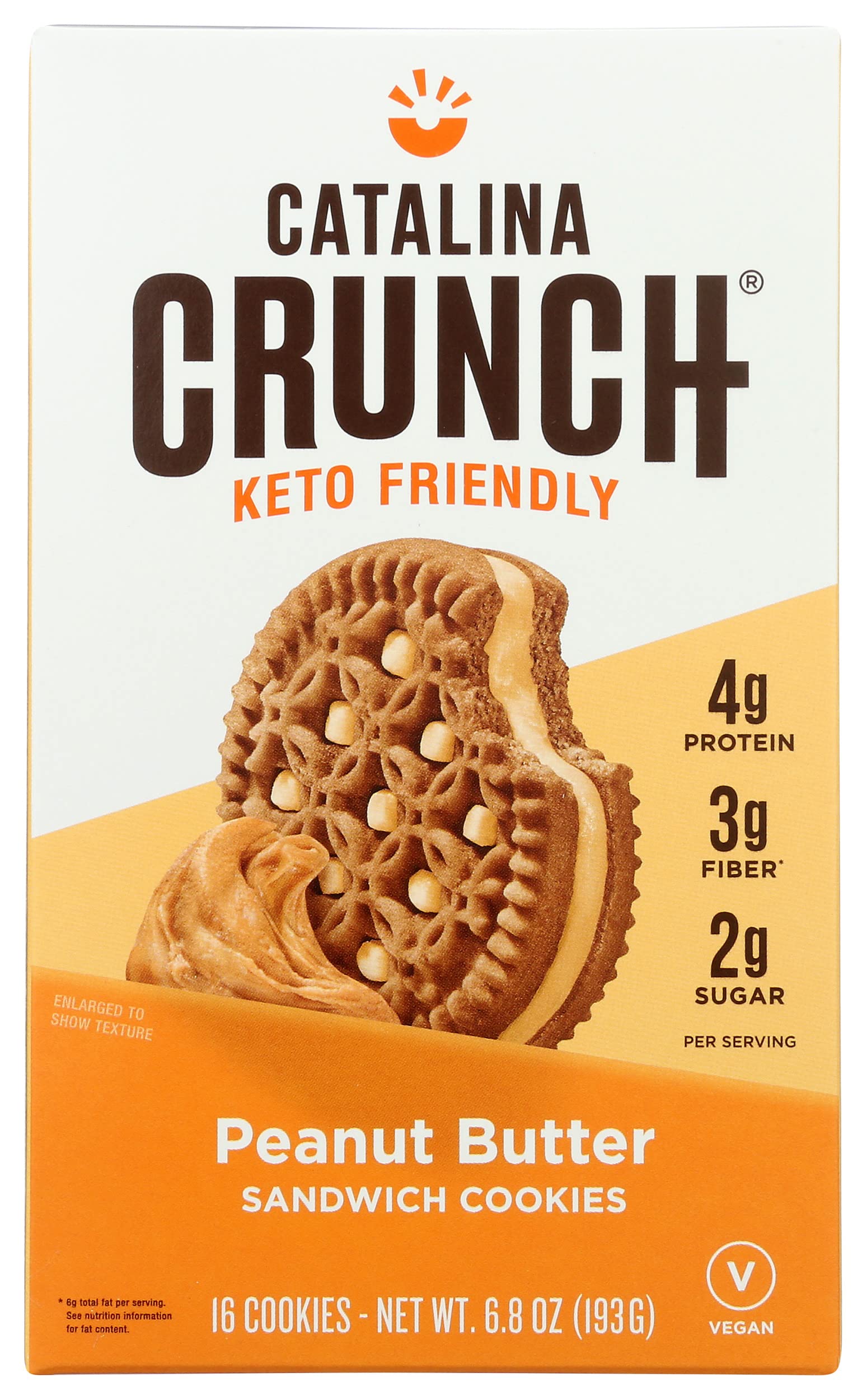 Catalina CrunchKeto Sandwich Cookies, Peanut Butter, 6.8 Oz (Pack of 6)