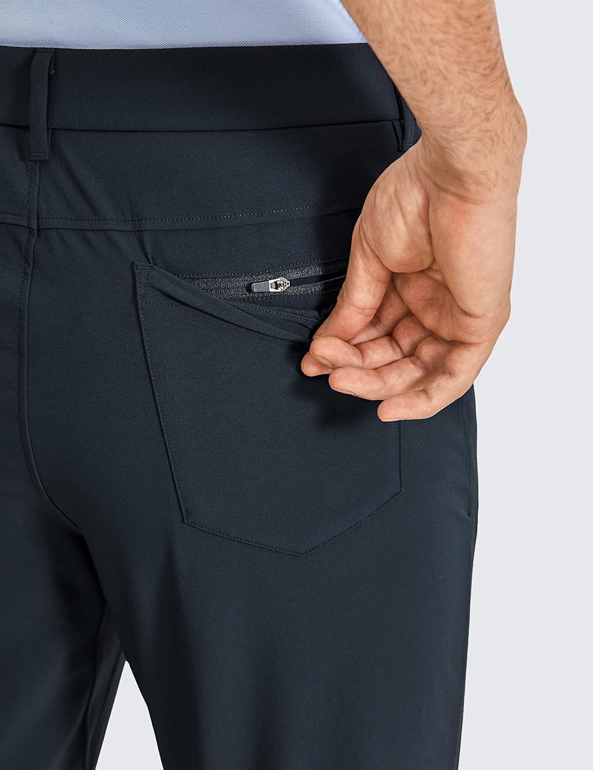 CRZ YOGA Men's Stretch Golf Pants - 33"/35'' Slim Fit Work Pants Stretch Waterproof 5-Pocket Thick Travel Pants - Image 3