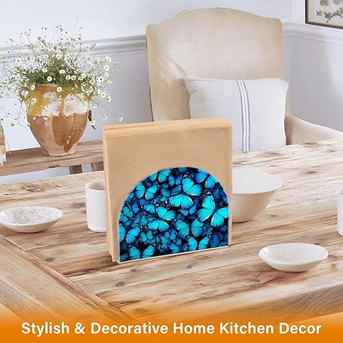 Miniatura 5 de Napkin Holder Blue Butterflies Napkin Holders for Tables, Clear Acrylic Napkin Holders Cocktail Napkin Holder for Kitchen Restaurant Bar Home Decor
