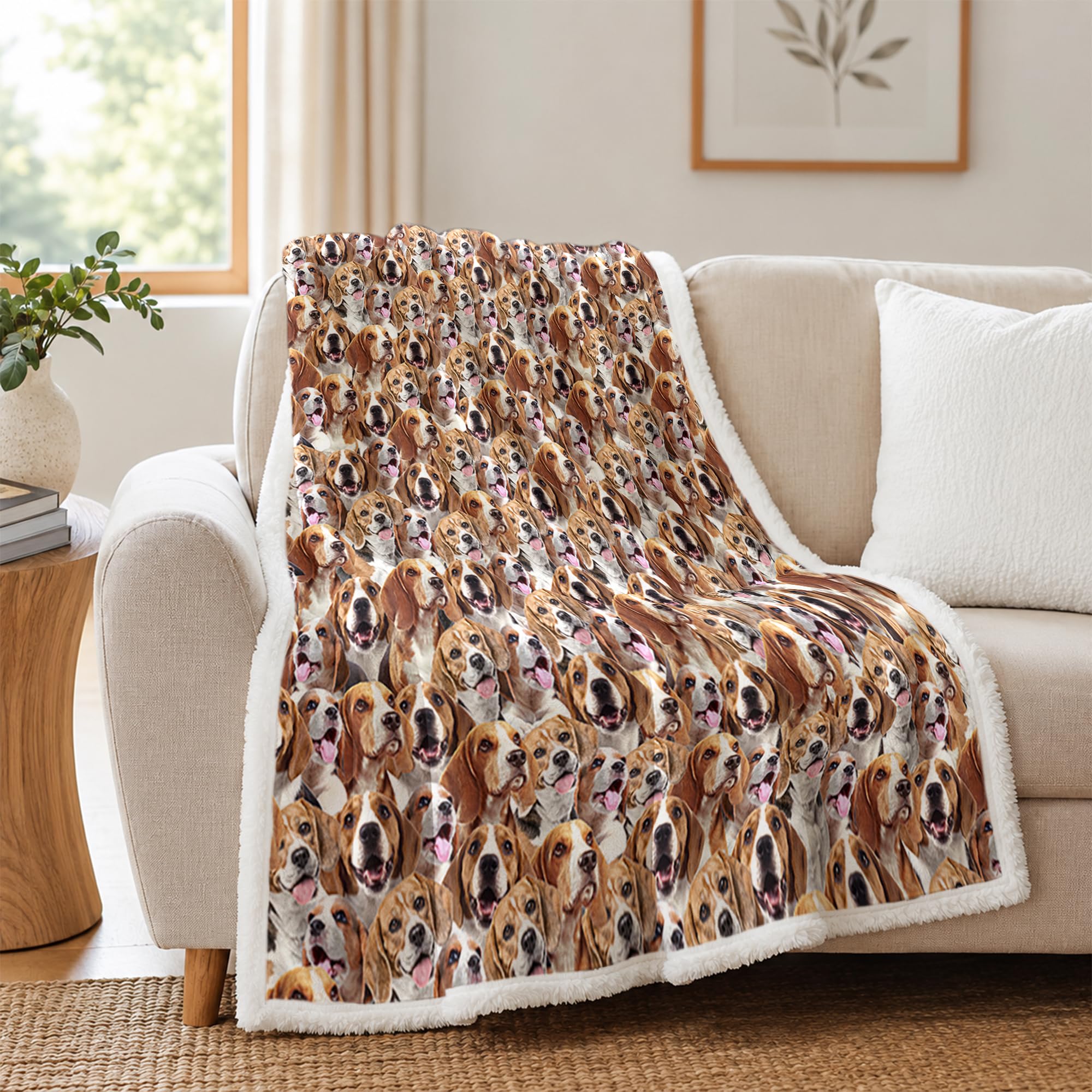 Blessliving Beagles Fuzzy Dog Blanket For Kids Adults Cute Puppy Fleece Blanket Reversible Animal Pattern Sherpa Throw Twin/Double (,150X200cm)