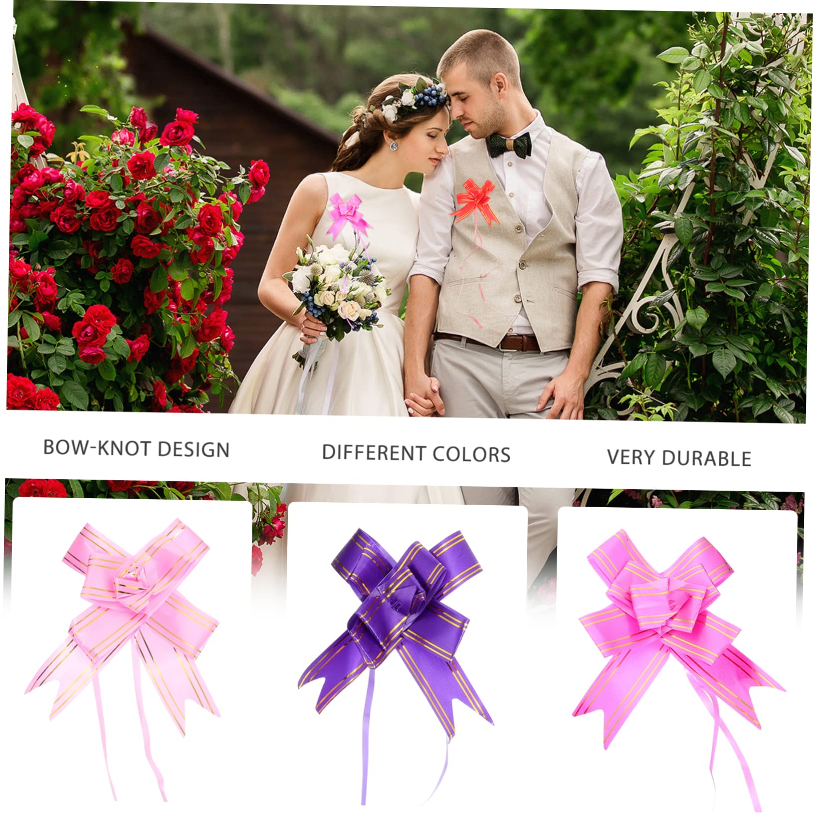 30pezzi Decorativi Bows Raso Con Dorato Eleganti Fiocchi Per Decorazione Auto Matrimoniale Vari Facili Da Usare Perfetti Per Feste e Pacchetti