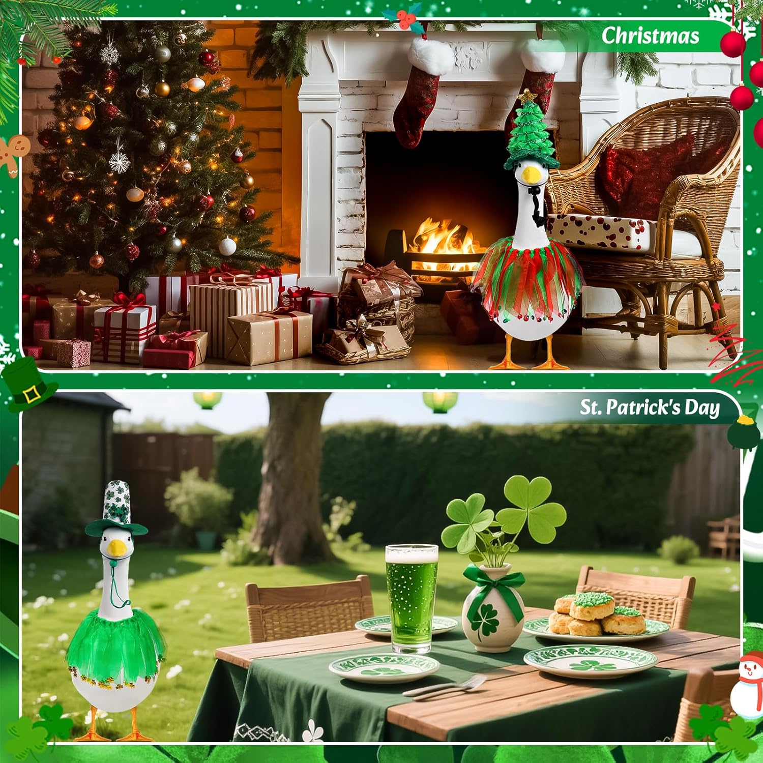 8 Set Holiday Porch Goose Outfits Halloween Fall Christmas All Seasons Porch Goose Clothes for 23" Goose Statue Lawn Patio Yard Garden Decor