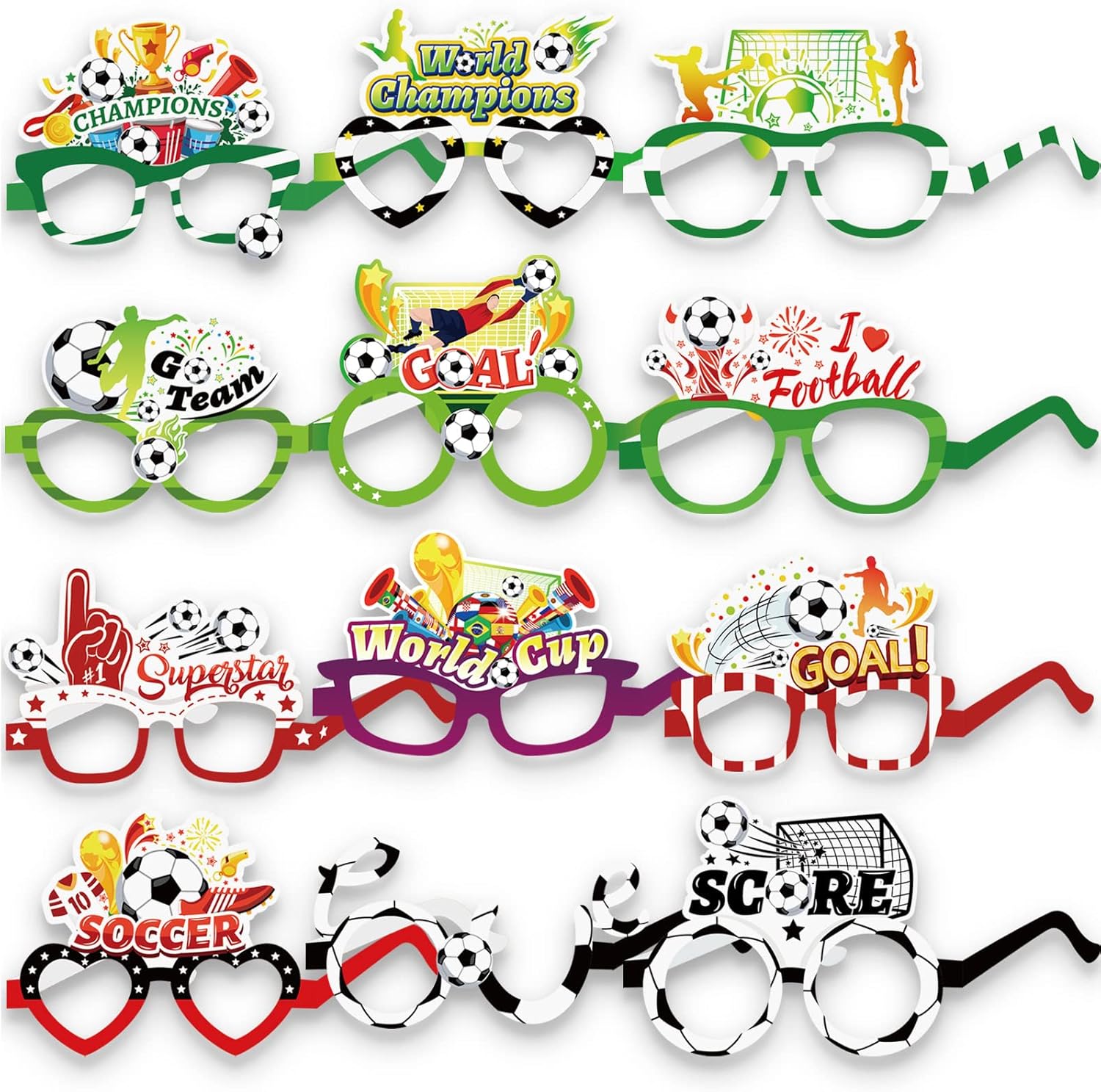 HOWAF 24 World Cup Football 2023 Glasses Football Party Glasses World Cup Football Eyeglasses