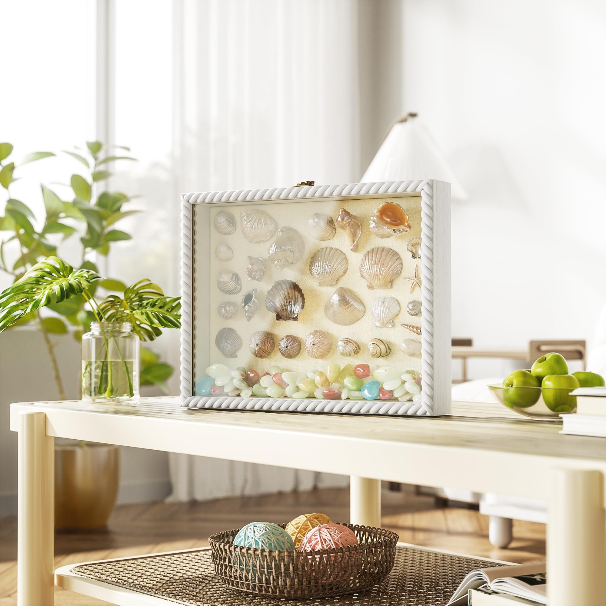 Alsonerbay Bilderrahmen Zum Befüllen 3d Bilderrahmen 28x35cm Drallform，Objektrahmen Schattenbox mit Glasscheibe Befüllbarer n für Hochzeit Taufen Reisen Geburtstag Weiß