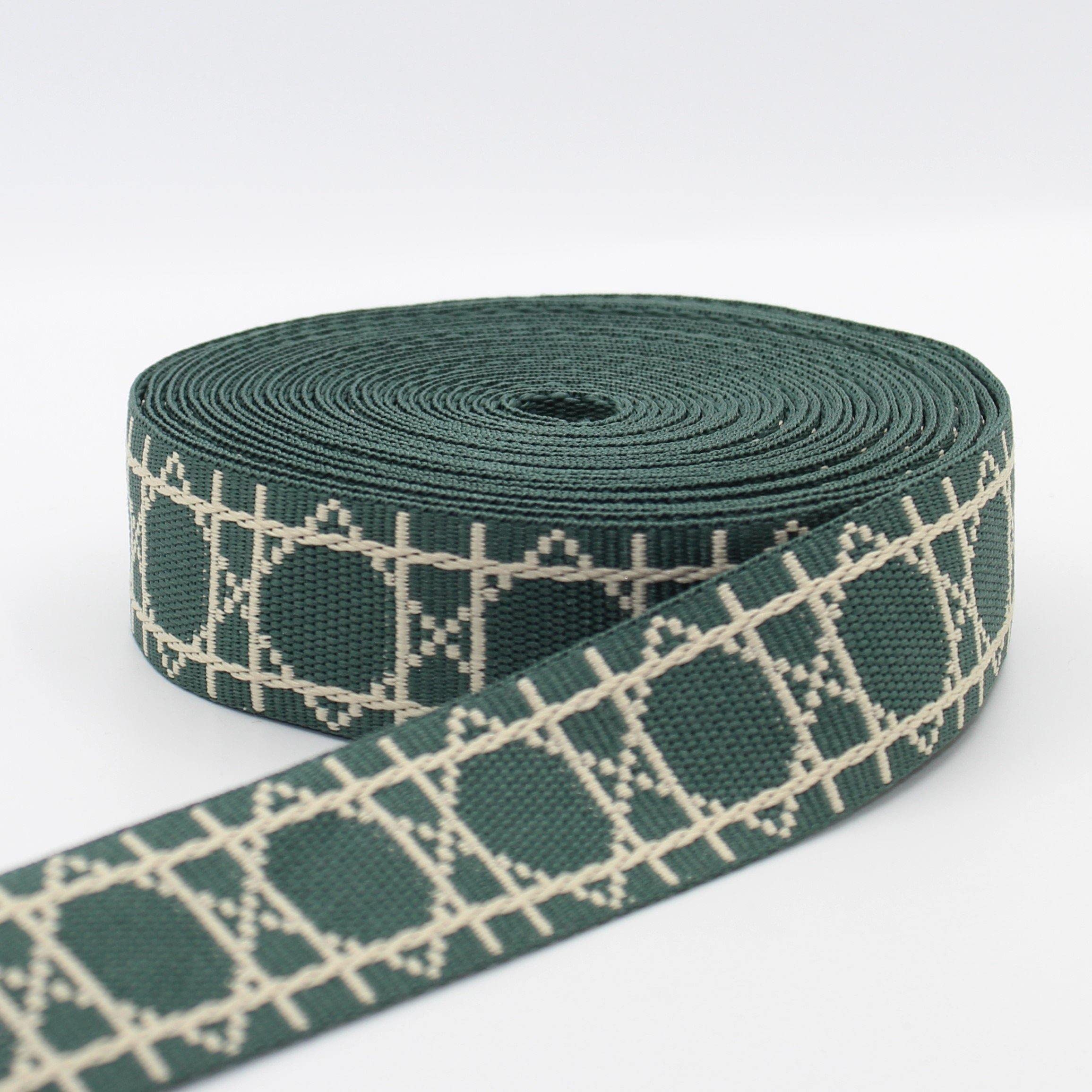 Sangle Motif Géométrique Octogone - 5 Mètres X 38 Mm, Polyester/coton, Pour Sac, Ceinture, Maroquinerie