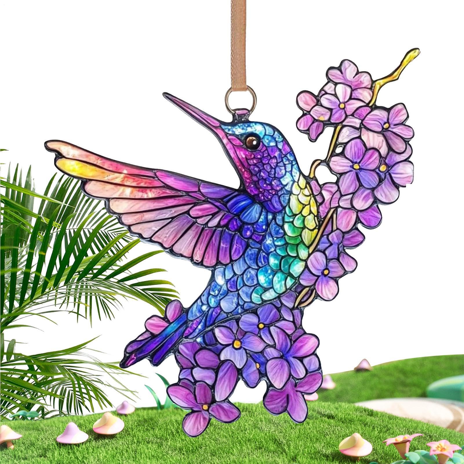 LUMOOM Acchiappasole In Acrilico, Colibrì, Decorazione Per Finestre Decorazione Da Giardino Decorazione Per Uccelli In Acrilico Con Catena Spirito Uccelli Acchiappasole Per Fine