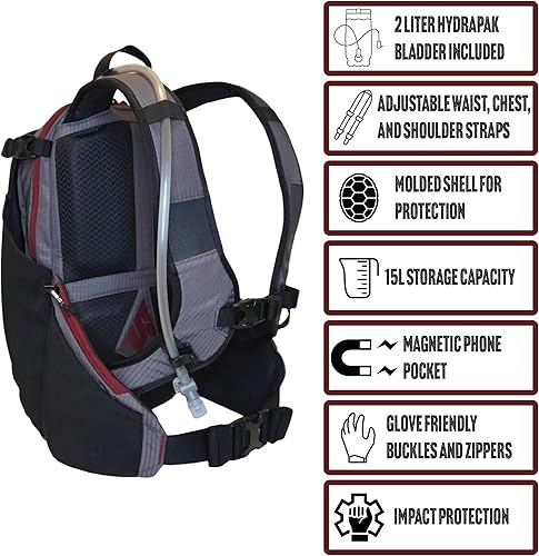 Miniatura 2 de Send It Defender - Bolsa de 15 L, MTB, mochila de moto con protector de columna vertebral para hombres y mujeres. Mochila de hidratación con