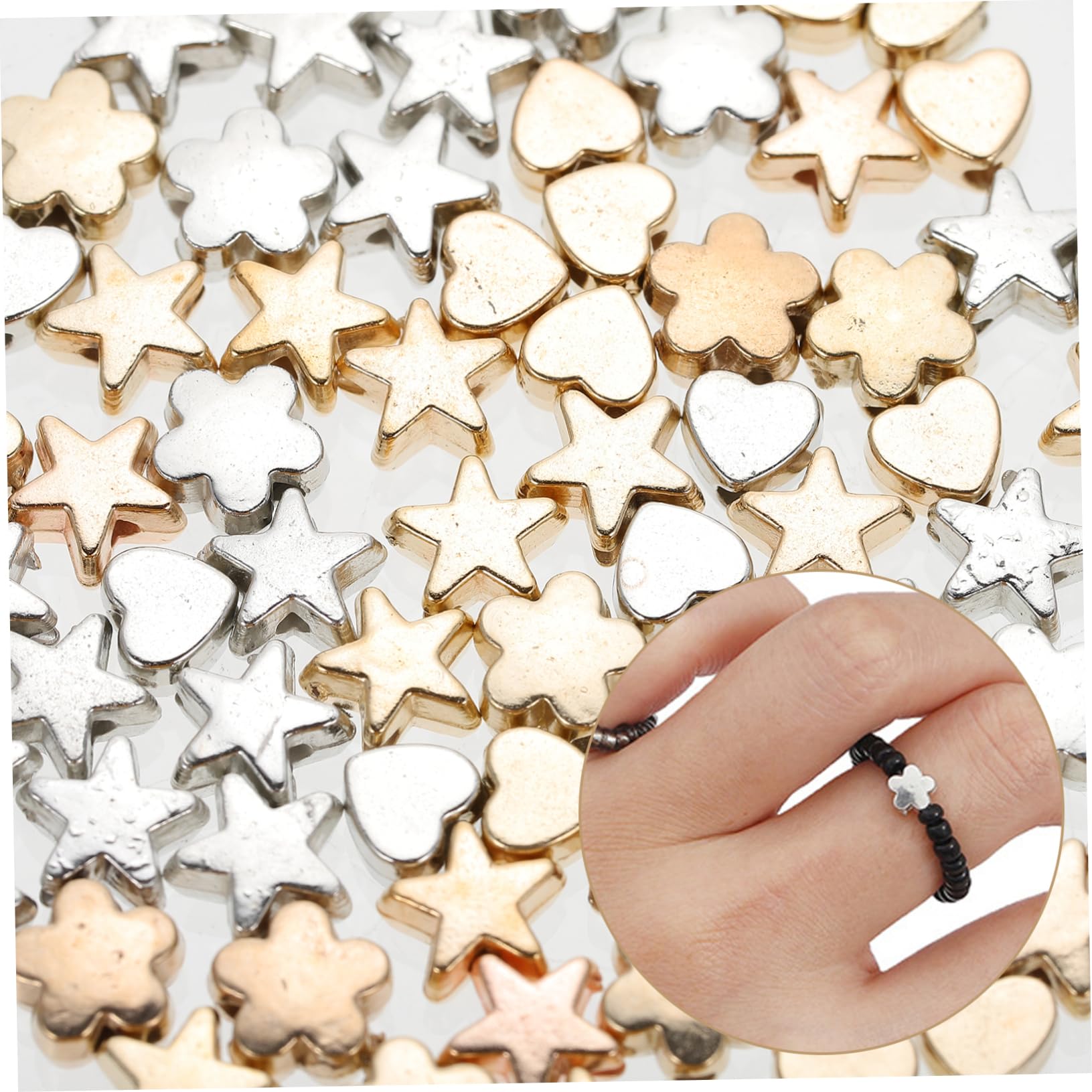 DOITOOL 5 Sätze Diy Schmuck Spacer Perlen Mit Verschiedenen Designs Weiße Sterne Herz Armbänder Und Ohrringe 6 Packungen * 5