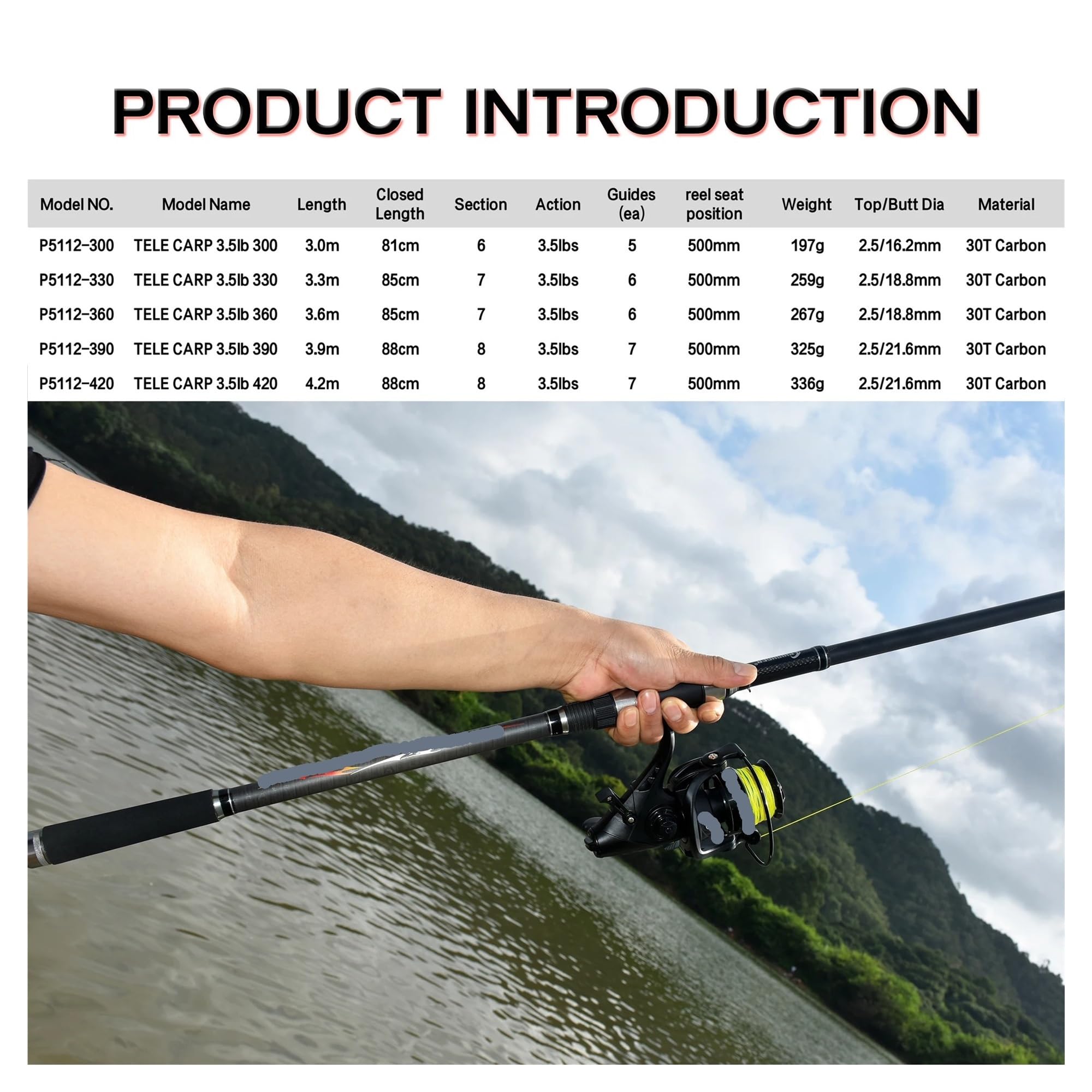 Canna da pesca telescopica surf 30T Carbon Spinning 3,5 libbre di potenza /,9 m/4,2 m rigida for carpa surfcasting, compatibile for 40-160 g