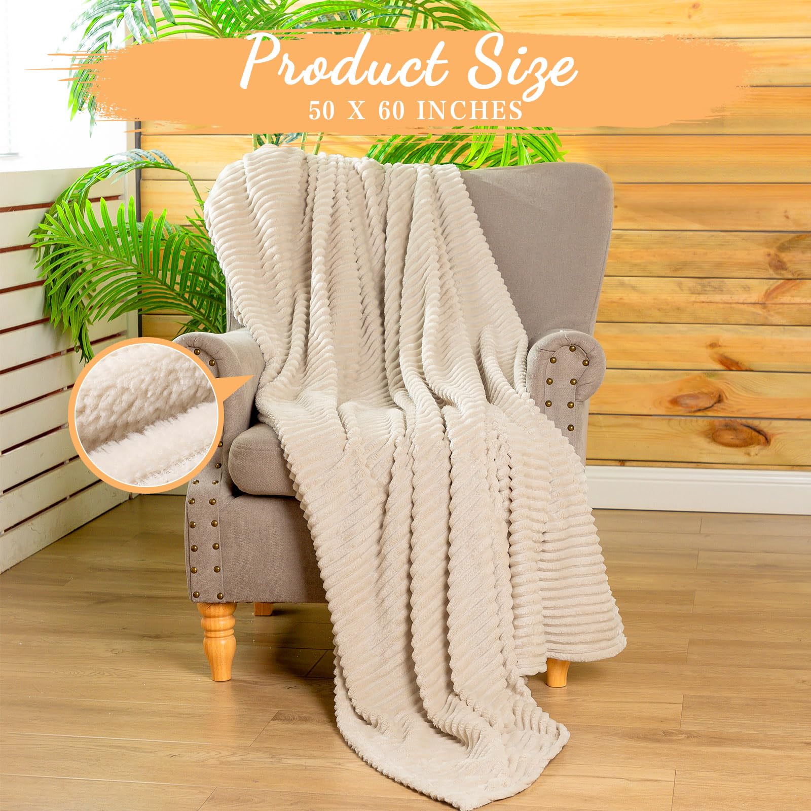 Buryeah 6 mantas de franela a granel de 50 x 60 pulgadas, mantas de forro polar suave a granel, manta ligera con tira para cama, sofá, habitación del hogar, regalos de boda e invierno (beige)