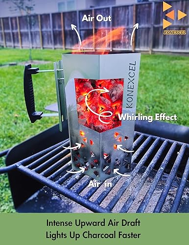 Miniatura 2 de Konexcel Arrancador de chimenea de carbón resistente para barbacoa, herramienta rápida de arranque de parrilla de carbón de fácil uso, diseño