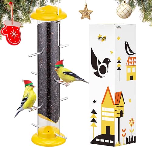 iBorn Finch Feeders for Outside,Nyjer/Thistle Bird Feeder,14 Inch Tube Bird