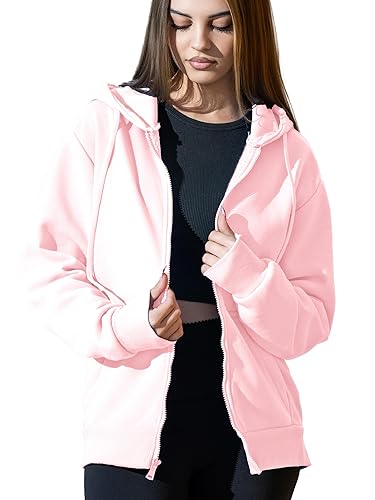 Oversized Zip Up Hoodie for Women, Soft Fleece Cotton Blend,