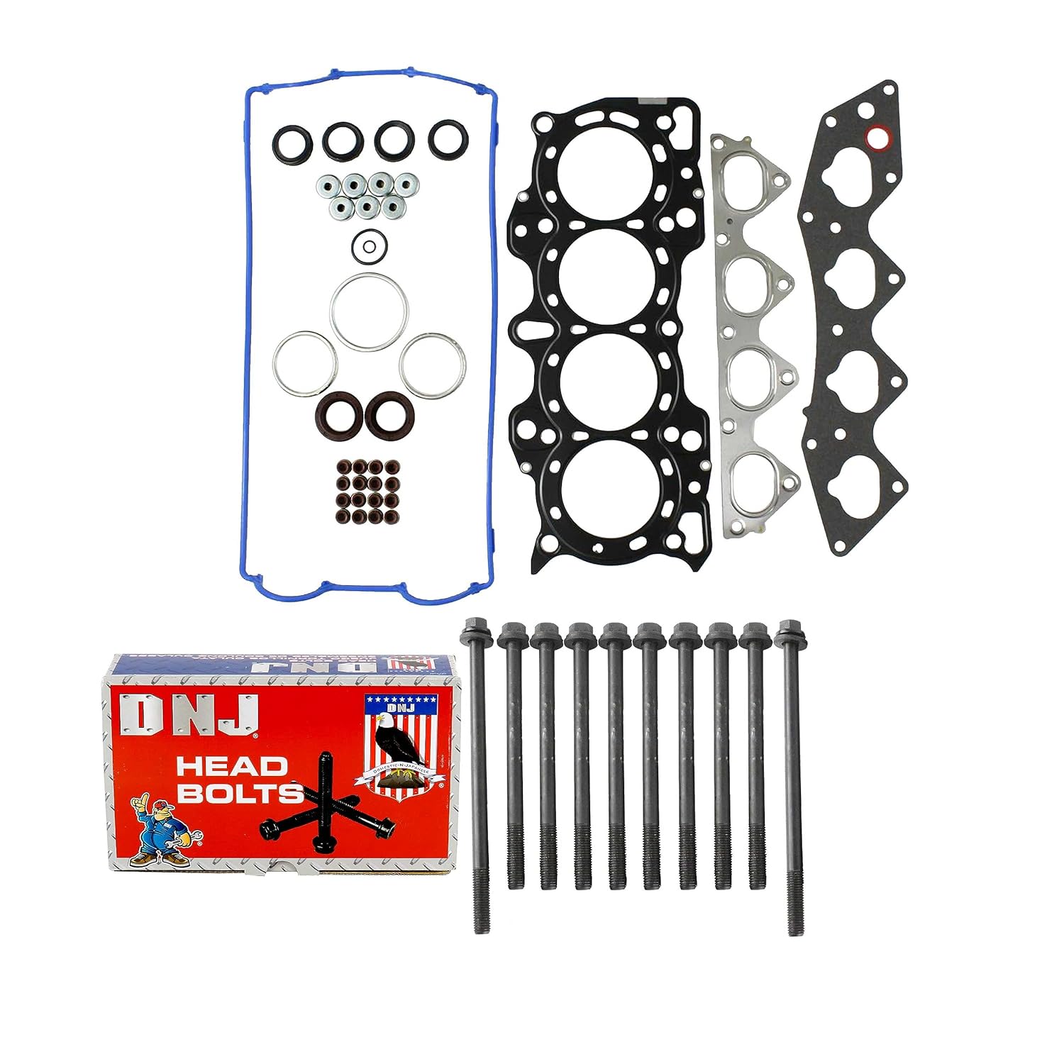 DNJ HGB213 Cylinder Head Gasket Set with Head Bolt Kit for 1996-2001 Acura Integra 1.8L L4 16V DOHC 1834cc