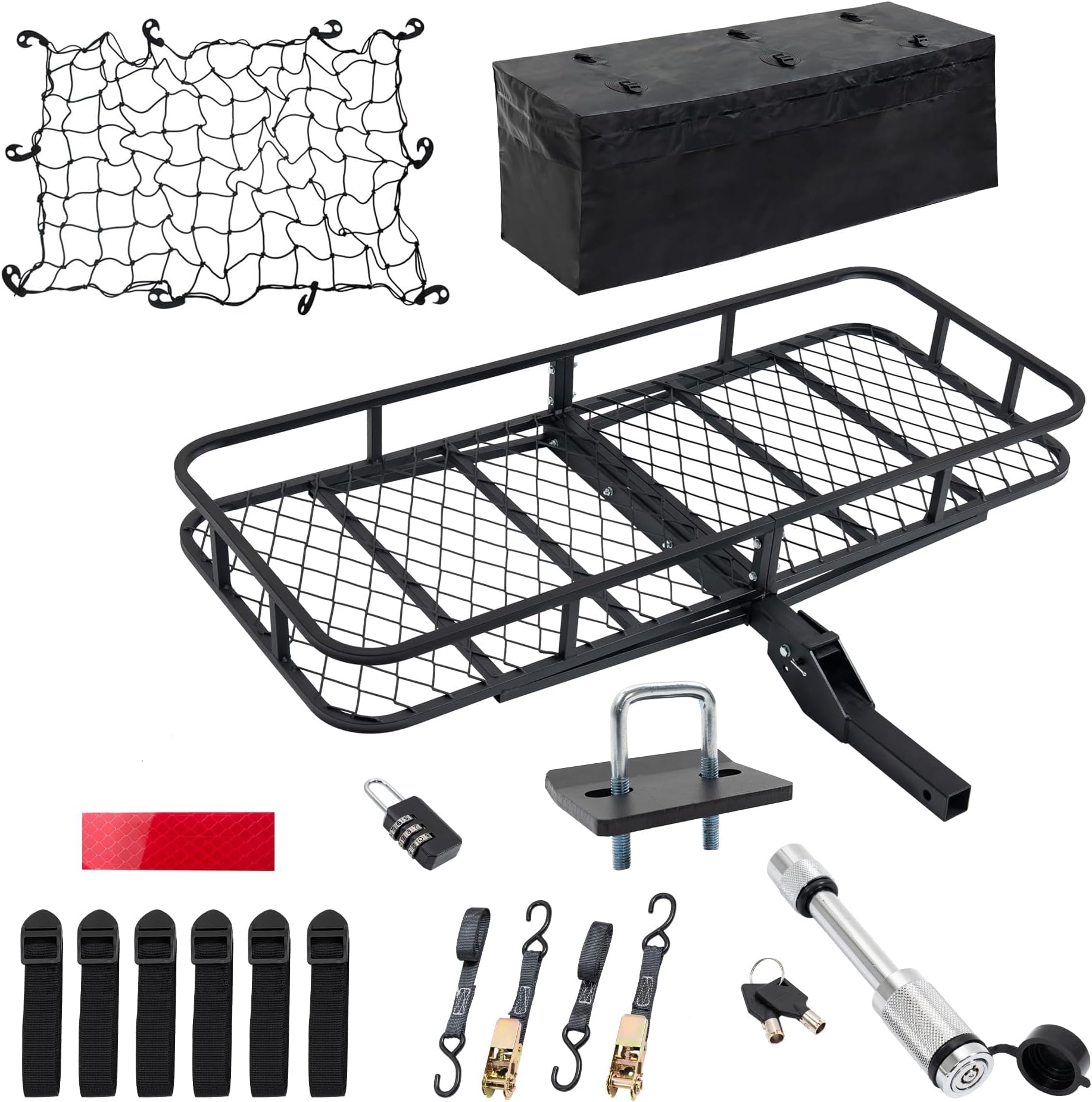 Jaxilyn Folding Hitch Mount Cargo Carrier 500 Lbs 60"x24"x6