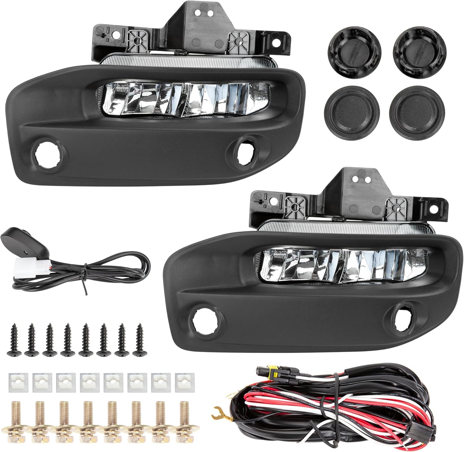 LED Fog Lights fit for Dodge Ram 2500 3500 2019-2022 Fog Lamps, Front Bumper Fog Driving Lights Assembly with Bracket Kit, Bezels, Switch, Harness 1 Pair Driver & Passenger Side