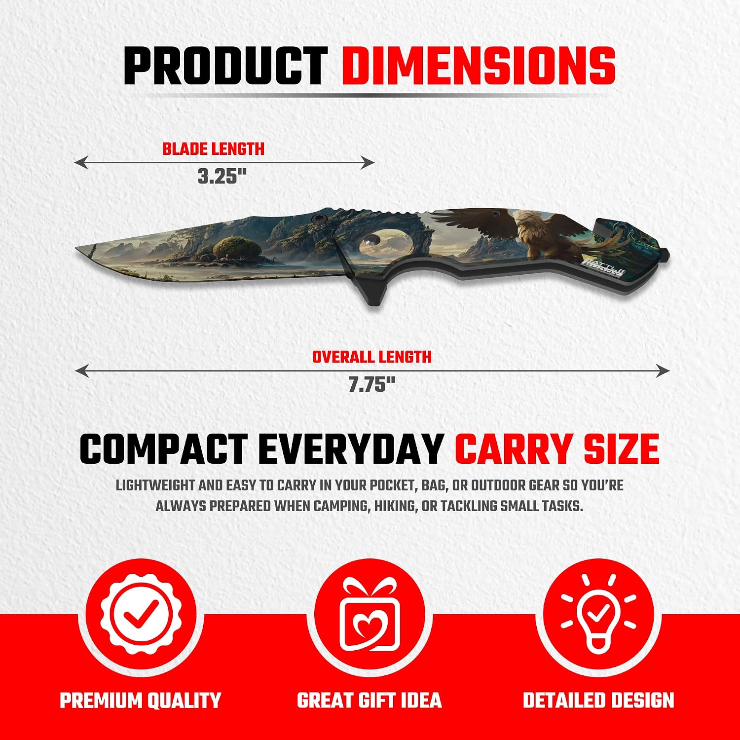 Funky Pocket Knife - Fun Camping & Hunting Accessories For Knife Collectors & Outdoorsmen, Abstract Designs & Graffiti Artwork Knife, 420 Stainless Steel Blade