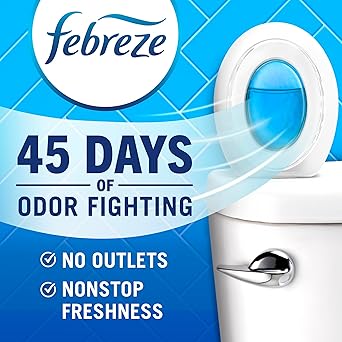 Febreze Bathroom Air Freshener, Odor-Fighting, Plug In Alternative, Air Fresheners for Small Spaces in Home, Bathroom, Kitchen, Closet, Pet & Litter Box Odor Fighter, Refresh & Energize Scent, 4ct