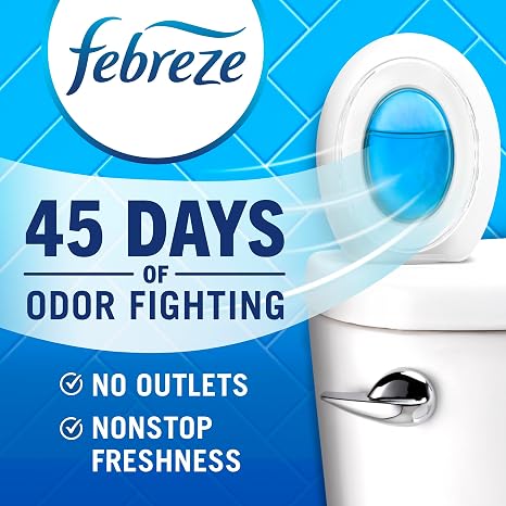 Febreze Bathroom Air Freshener, Odor-Fighting, Plug In Alternative, Air Fresheners for Small Spaces in Home, Bathroom, Kitchen, Closet, Pet & Litter Box Odor Fighter, Refresh & Energize Scent, 4ct