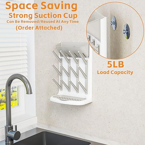 Miniatura 4 de Yieach Estante de secado vertical más grande para biberones, sin BPA, ahorro de espacio, soporte de secado para encimera, soporte para biberones,