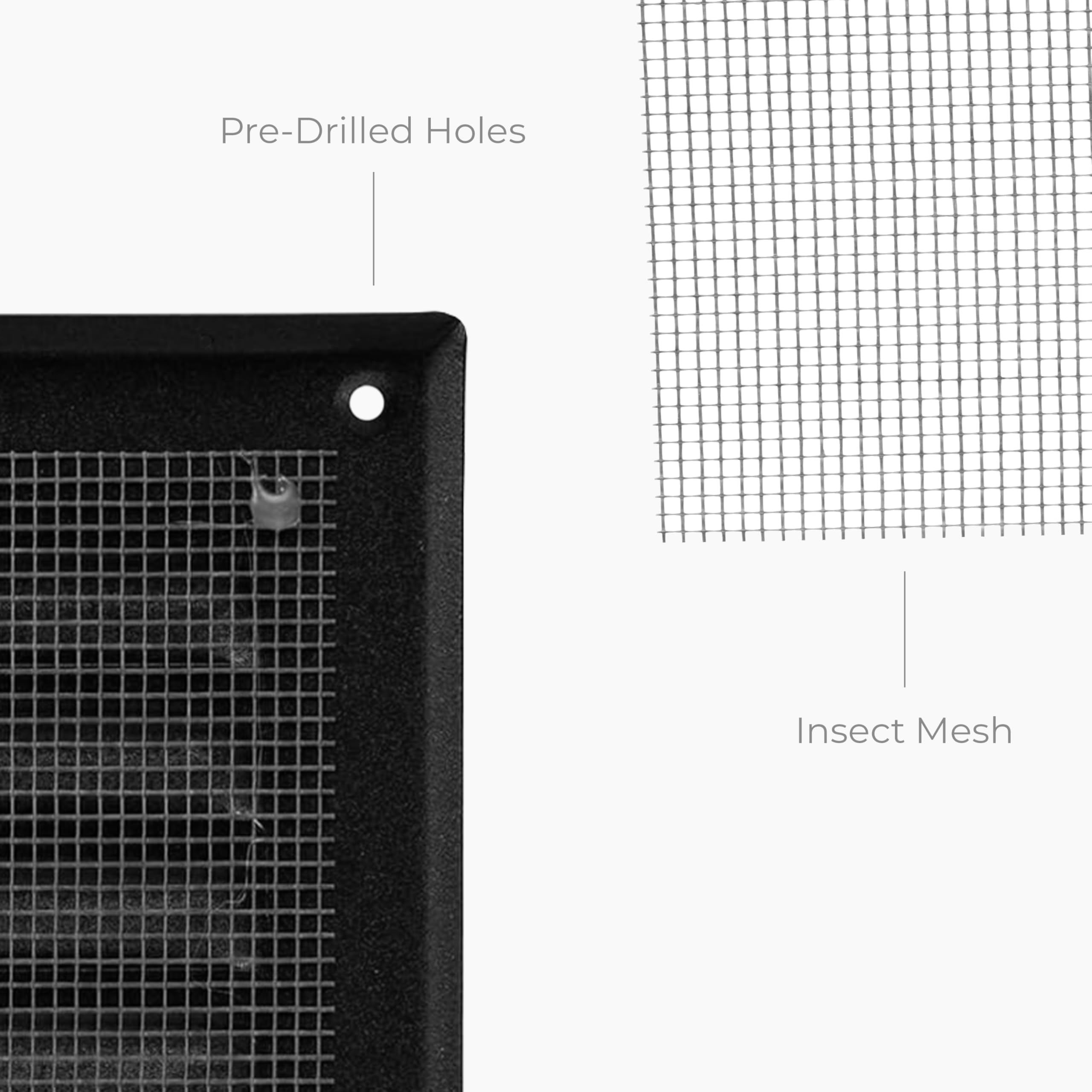 Grille d'aération carrée en acier inoxydable noir de 15,2 x 15,2 cm – Grille de retour d'air à persiennes CVC – Écran de protection intégré – Échange d'air frais dans votre maison