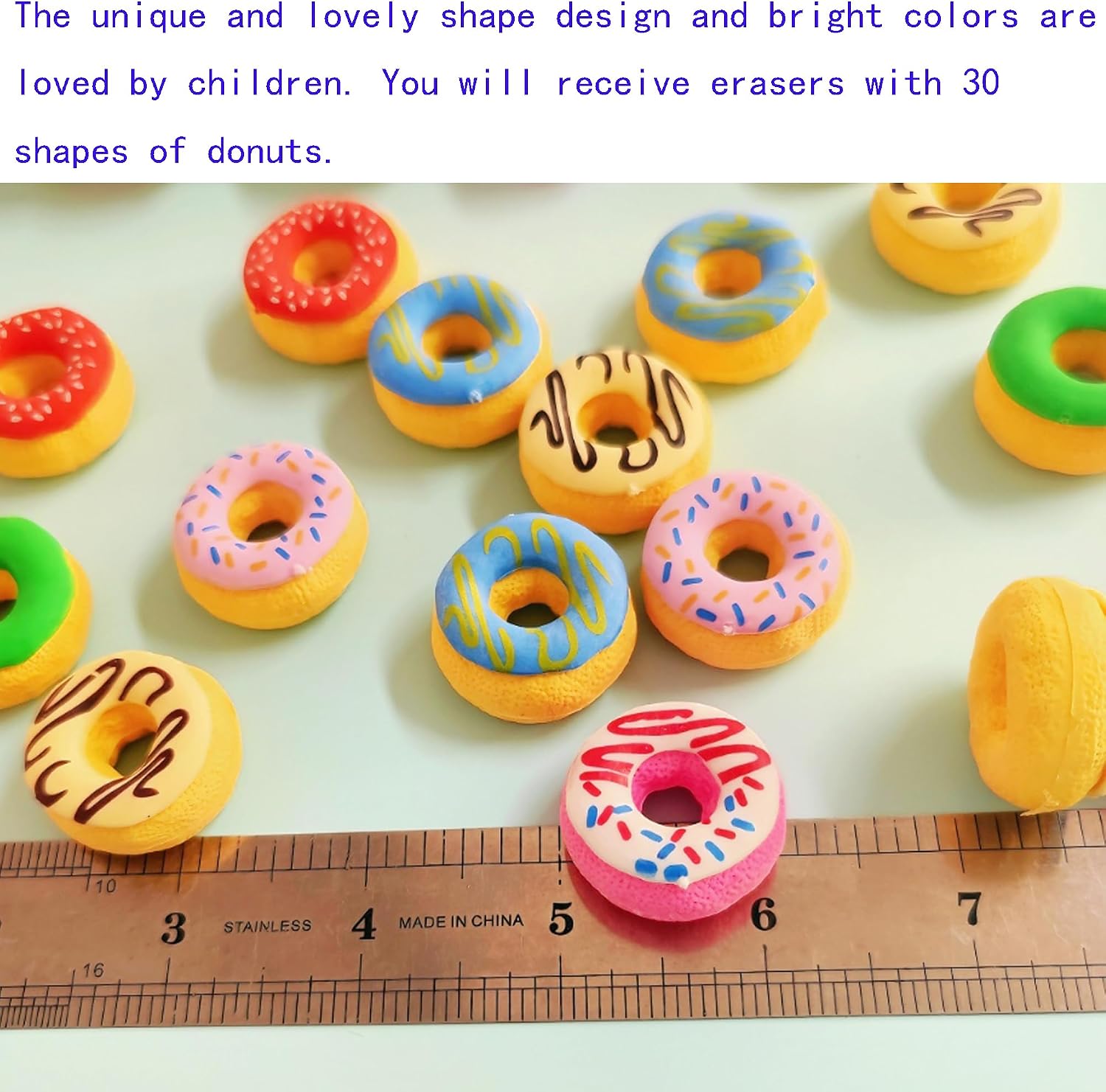 30PCS Cute Fun Donut Erasers for Kids Bulk image 2