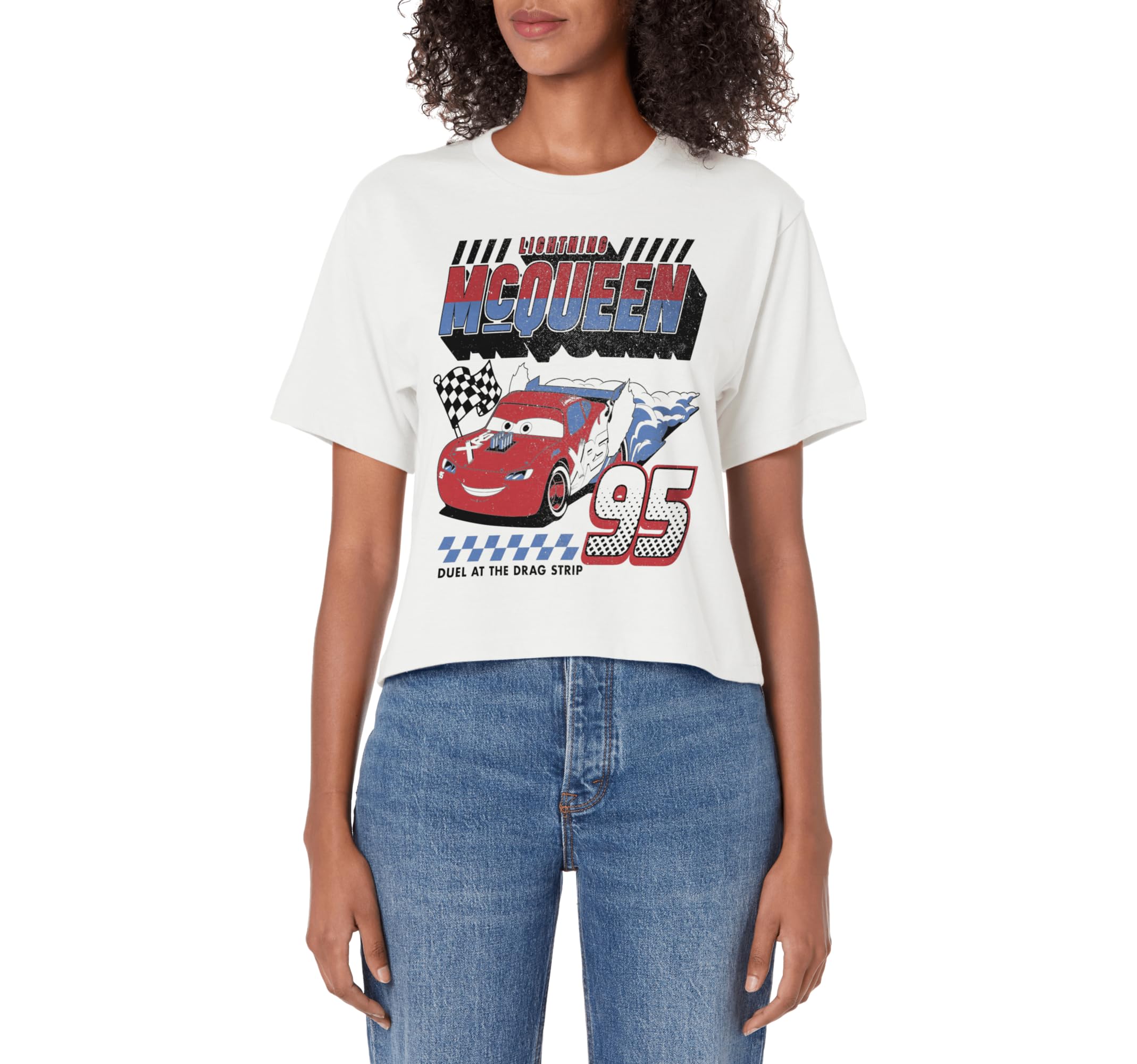 Disney Pixar Cars Lightning McQueen Americana Car Race Women's Crop Top