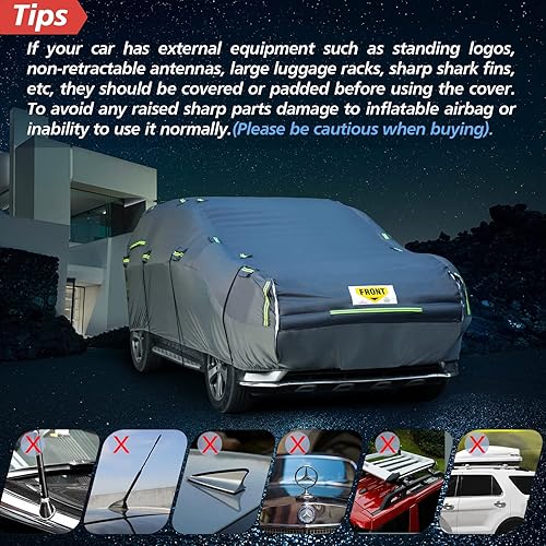 Miniatura 6 de WARSUN Cubierta de coche de granizo con cubierta interior de PVC inflable grueso para automóvil, protector antigranizo para sedanes, SUV, longitud