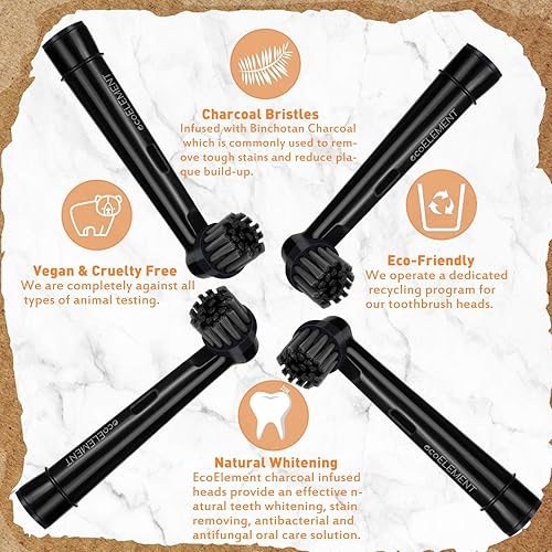 Miniatura 3 de Cabezales de repuesto compatibles Oral B Black  Paquete de 2 cabezales de cepillo de carbón reciclables para higiene bucal, color negro