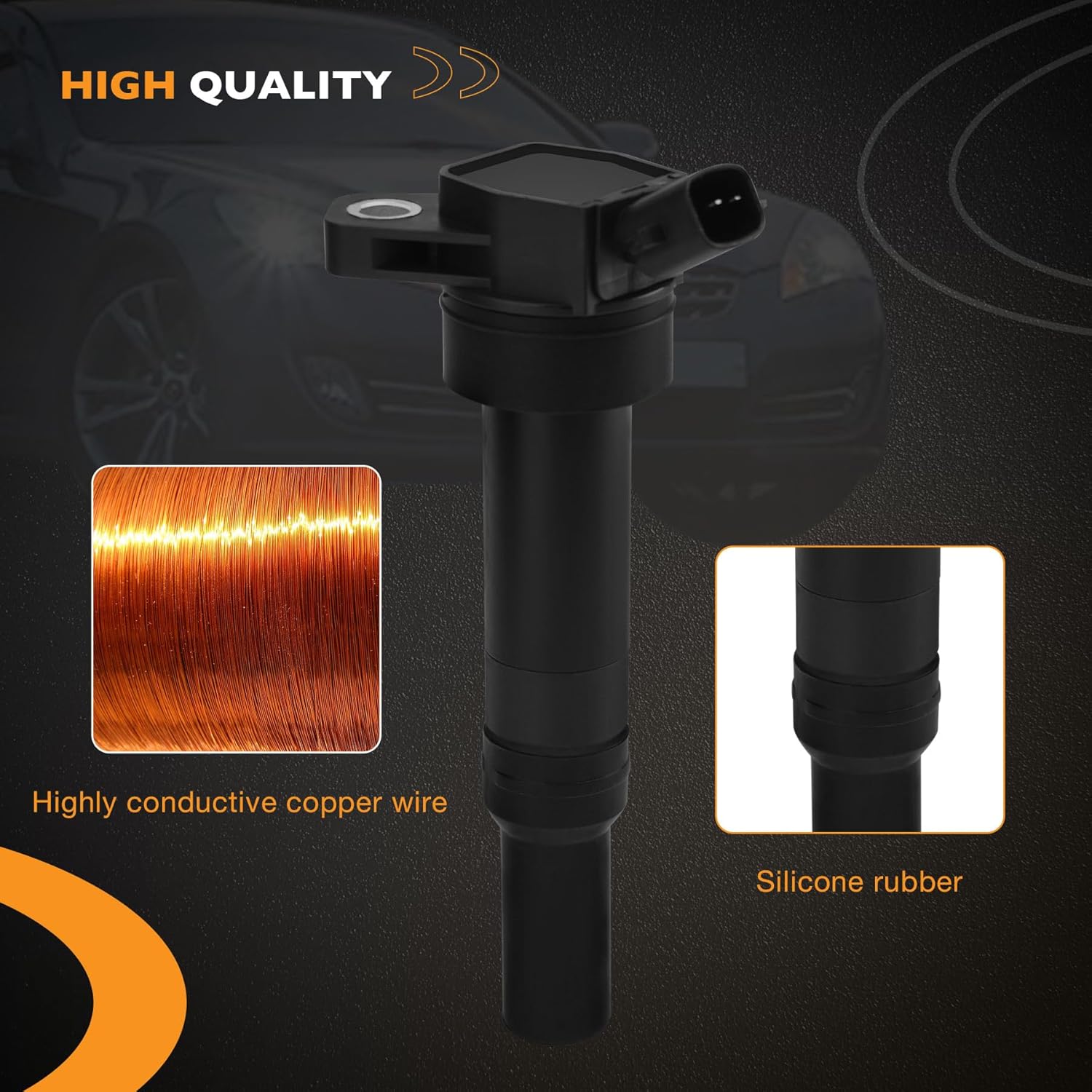 HQPASFY UF651 Ignition Coil Packs & Iridium Spark Plugs Set Compatible with Hyundai Tucson, Hyundai Elantra, Kia Forte, Kia Soul (1.8L 2.0L ONLY), Replace# 5C1861, C1804, 1788511, 273002E000