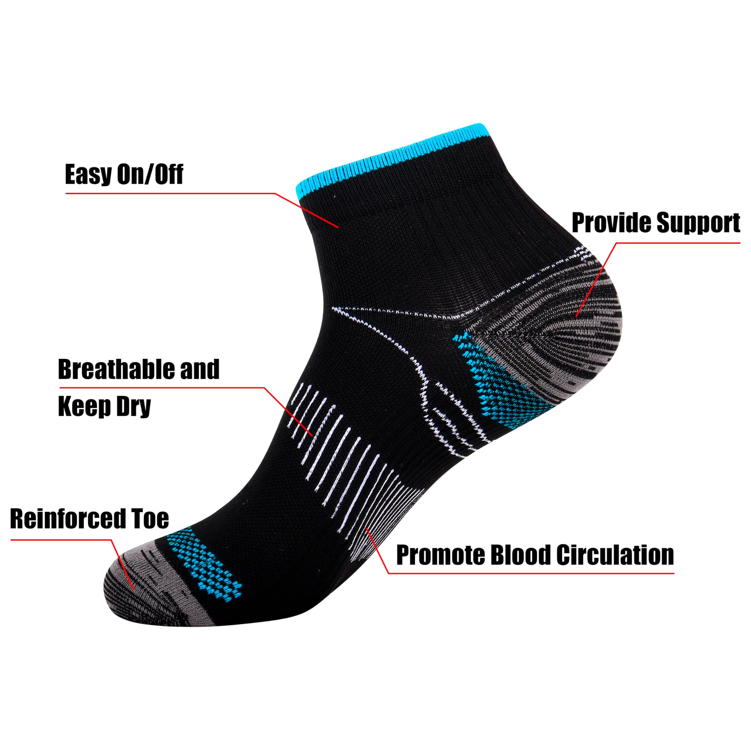 Belloxis 10 Paar Kompressionsstrümpfe Herren/Damen Kompressionssocken Herren/Dame Kurz Compression Socks Thrombosestrümpfe Fersensporn Socken Sport Plantarfasziitis Socken