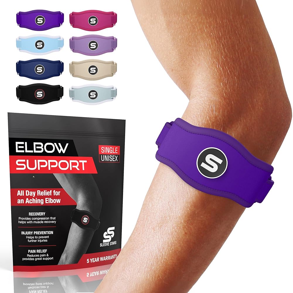Sleeve Stars Tennis Elbow Brace for Women - Adjustable Tennis Elbow Strap, Golfers Elbow Brace for Men, Counterforce Brace for Tendonitis Relief, Fits 9-23 (Pair/Dark Purple)
