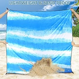 WIWIGO Beach Blanket Waterproof Sandproof Beach Mat 79 X 83/10\'x9\'for 2-8 Adults Quick Drying Outdoor Picnic Mat Beach Accessories for Travel, Camping, Hiking