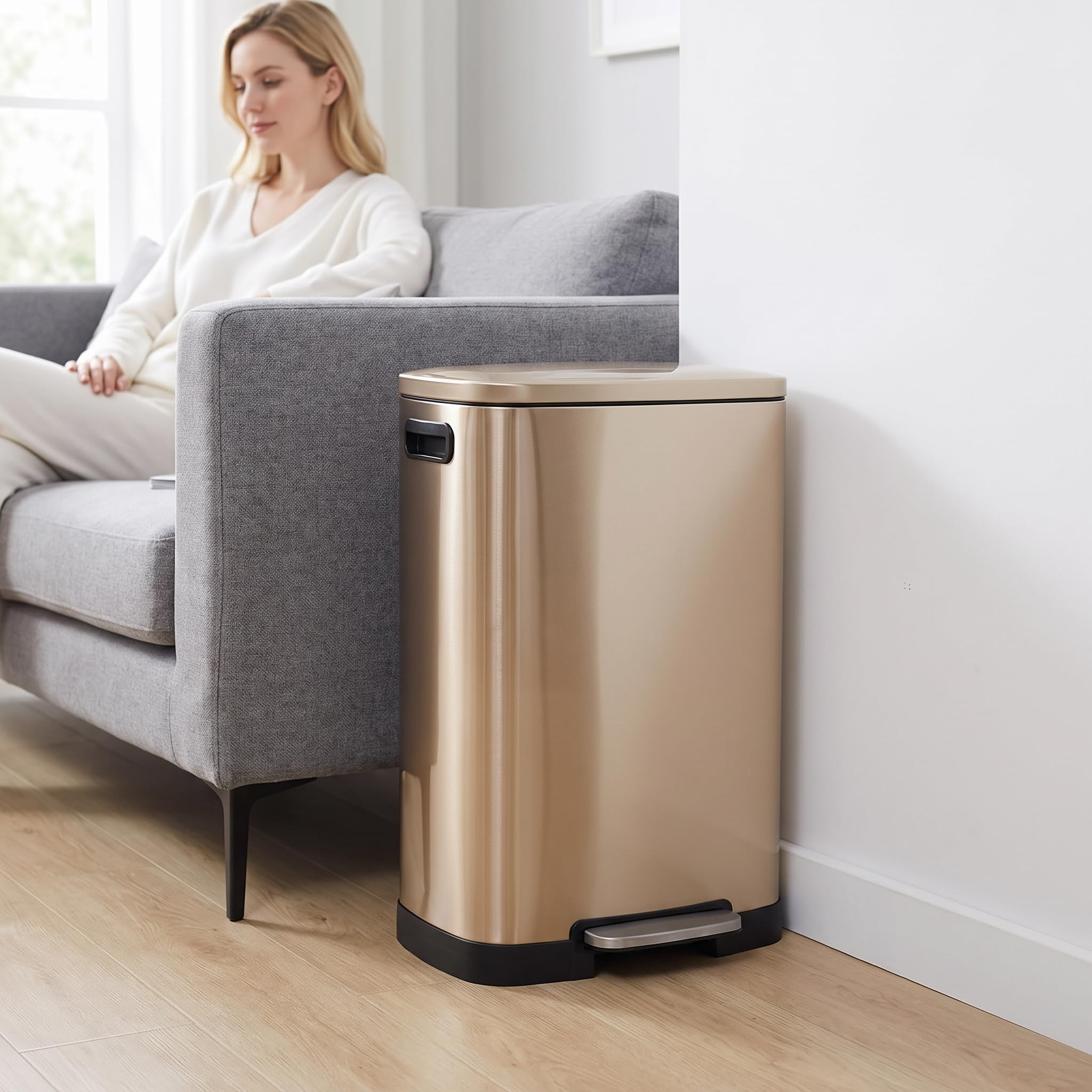 Amazon.com: NDDKSII Gold Stainless Steel Trash Can 13 Gallon (50L
