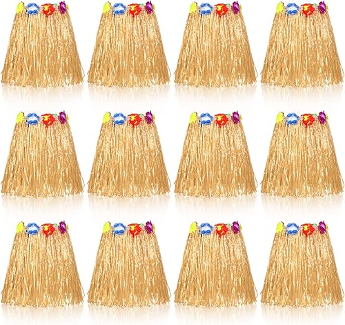 12 faldas hawaianas de hierba hula para niños para fiesta Luau, cumpleaños, vestido de graduación, espectáculos festivos, fiesta de celebración,