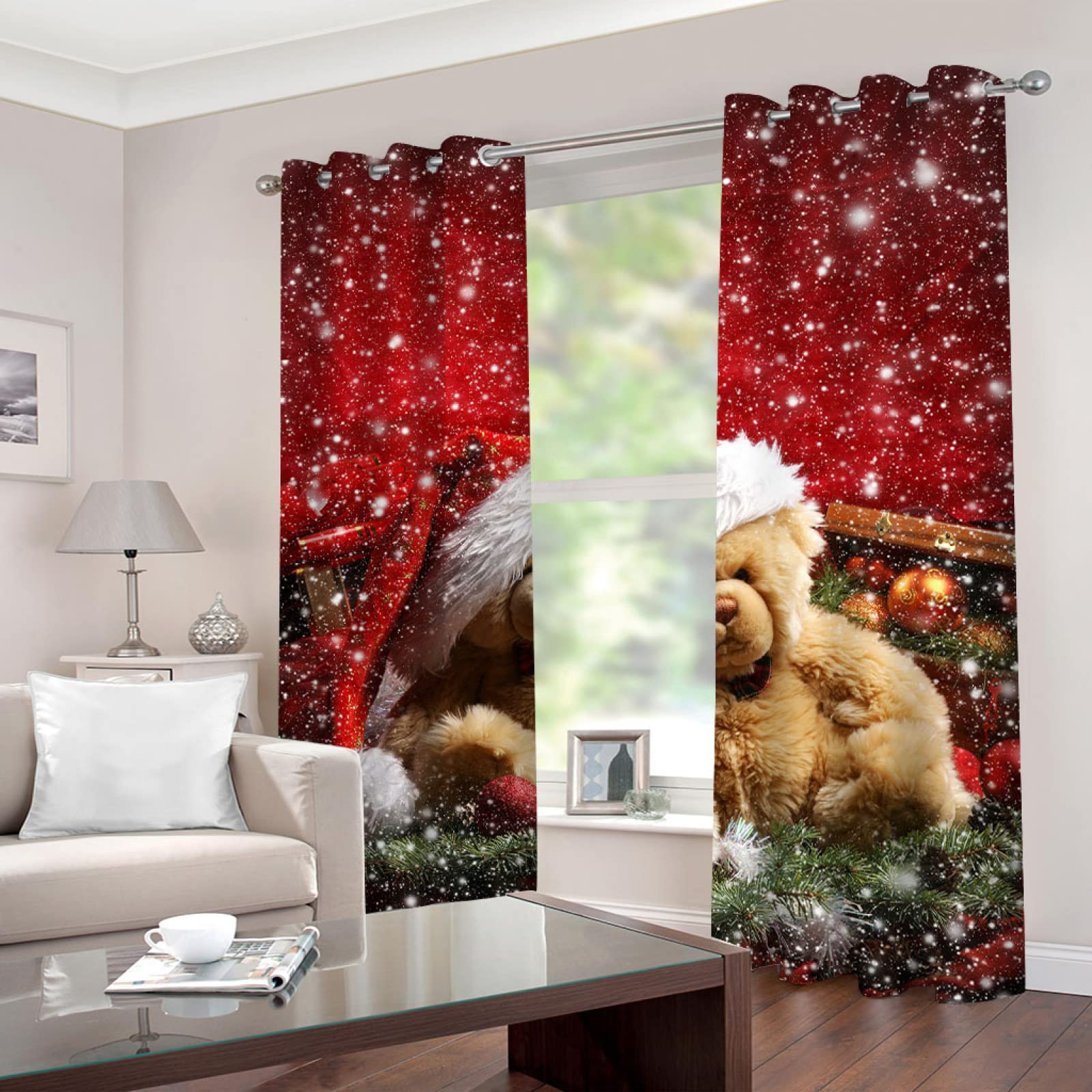 Cortinas Infantiles Niña Niño Bebe Habitacion Opacas Para Ventanas Dibujos Animados De Navidad 280X260Cm Cortinas Salon Modernas Dormitorio Juvenil 2 Piezas Cortinas Opacas Termicas Aislantes Frio Y