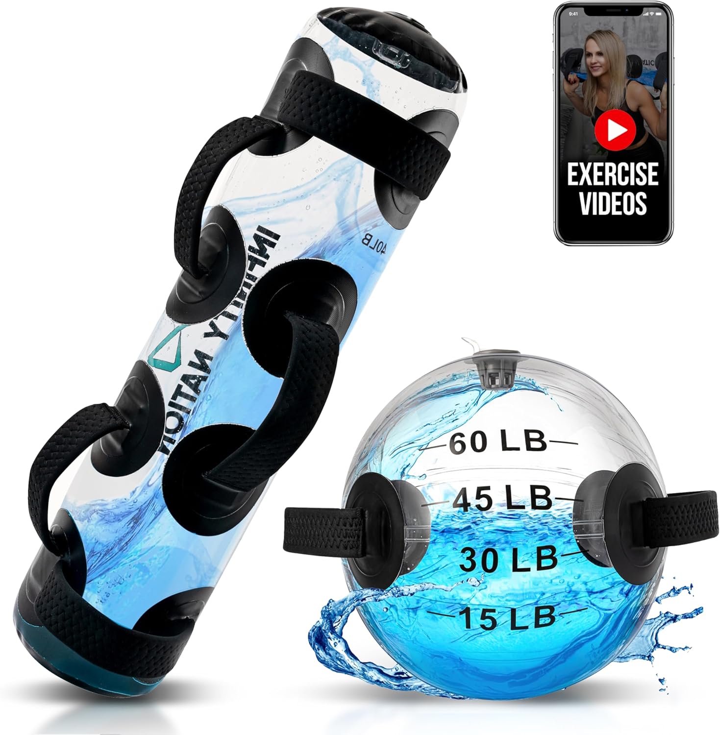 Large Aqua Bag Bundle Sphere and Cylinder