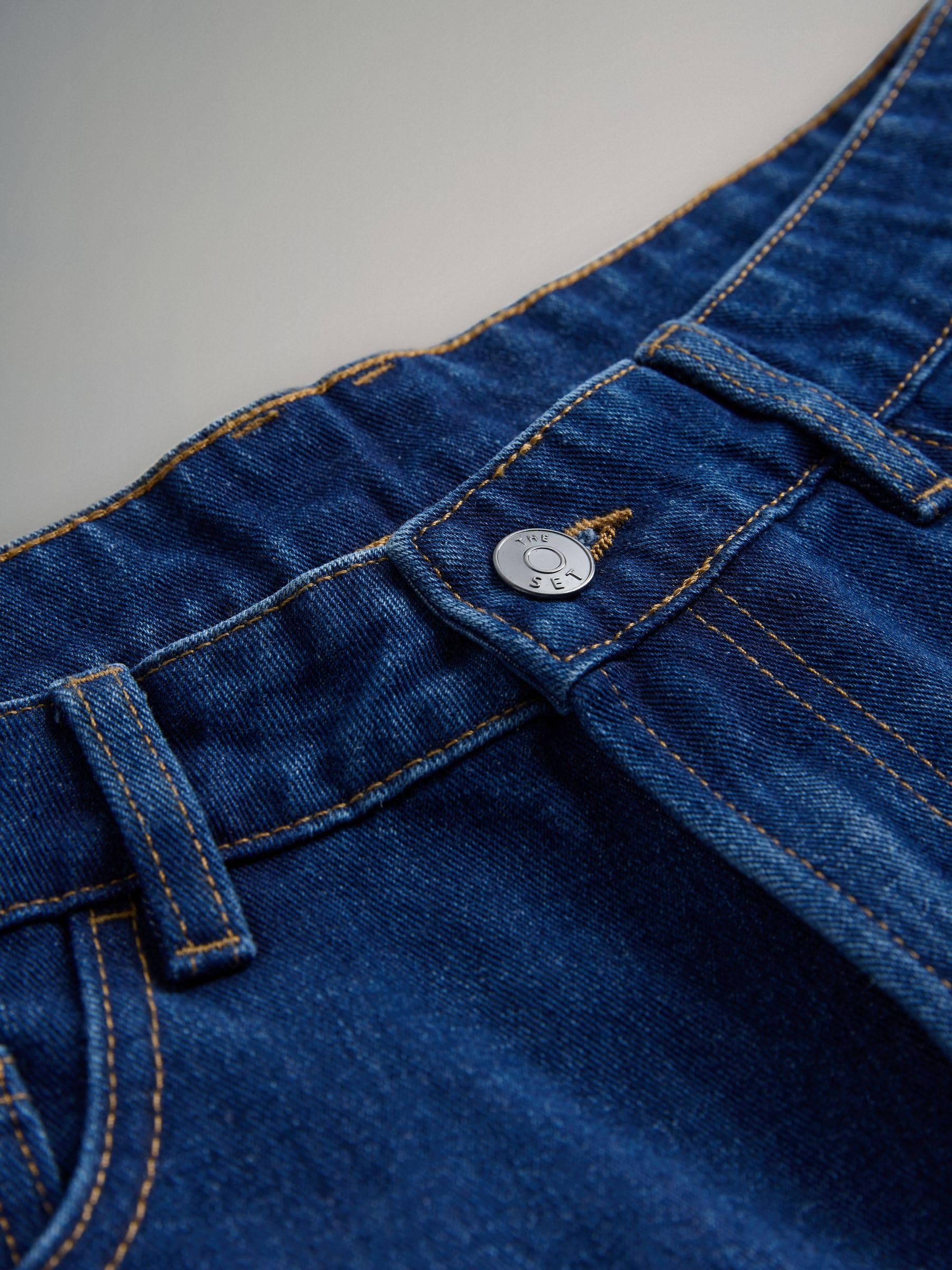 THE SET Donne Confezione da 2 Bermuda | Denim, Adulto, Standard, Mid Rise, Button, Lavabile in lavatrice