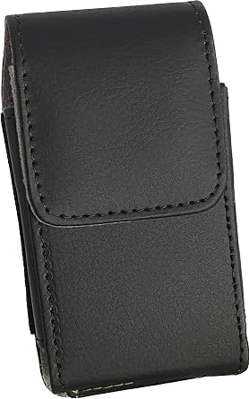 Vertical Black Leather Case with Magnetic Closure and Belt Loops fits Tracfone LG Classic L125DL Flip Phone