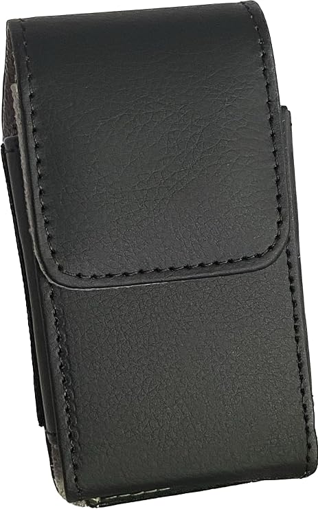 Vertical Black Leather Case with Magnetic Closure and Belt Loops fits Tracfone LG Classic L125DL Flip Phone