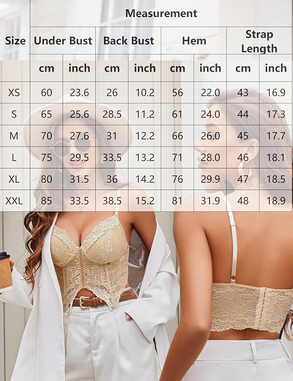 Avidlove Lace Bralettes for Women Y2k Camisole Lingerie Adjustable Strap Crop Top (Khaki, XX-Laege) by Avidlove - Image 5