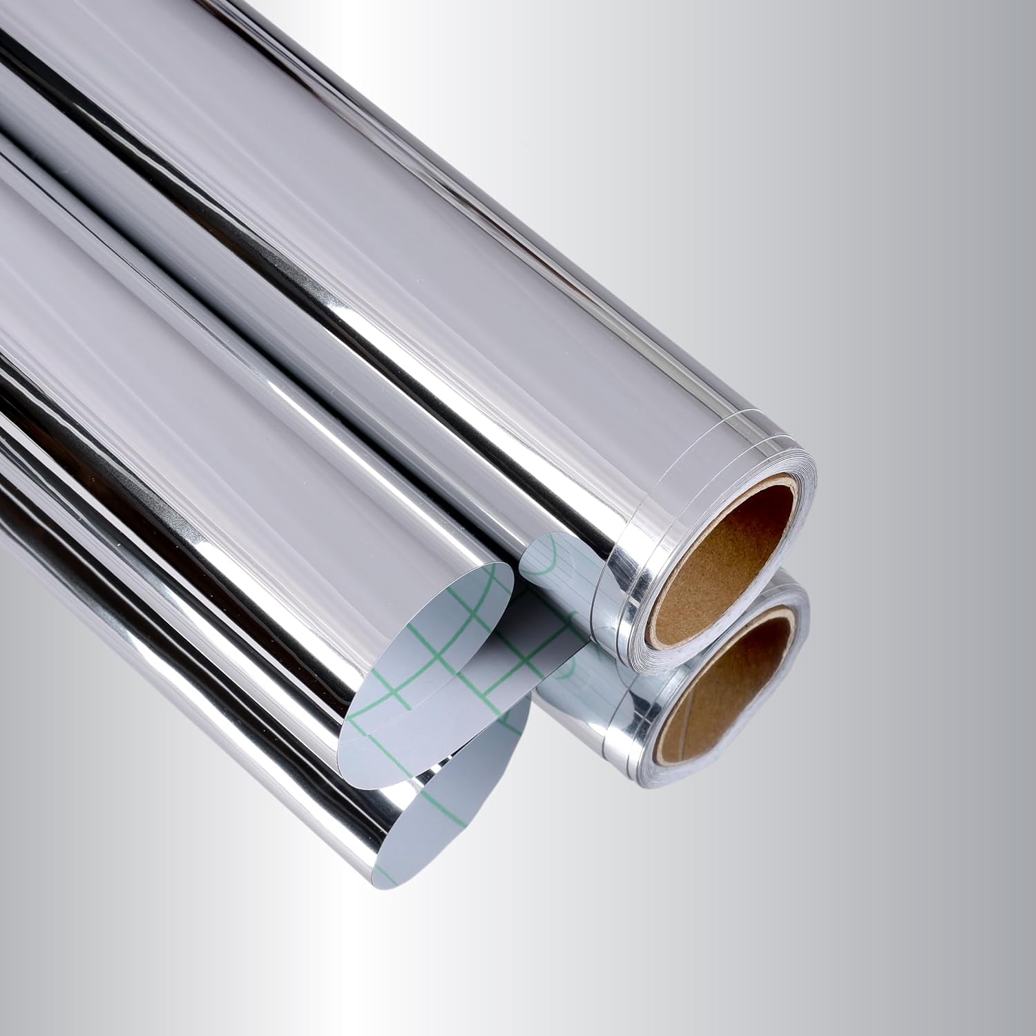 15.7"x472" Flexible Mirror Sheet Glossy Metallic Wallpaper Peel and Stick Mirror Stickers Non Glass Adhesive Chrome Wrap Silver Wallpaper Reflective Mirrored Backsplash for Kitchen Crafts