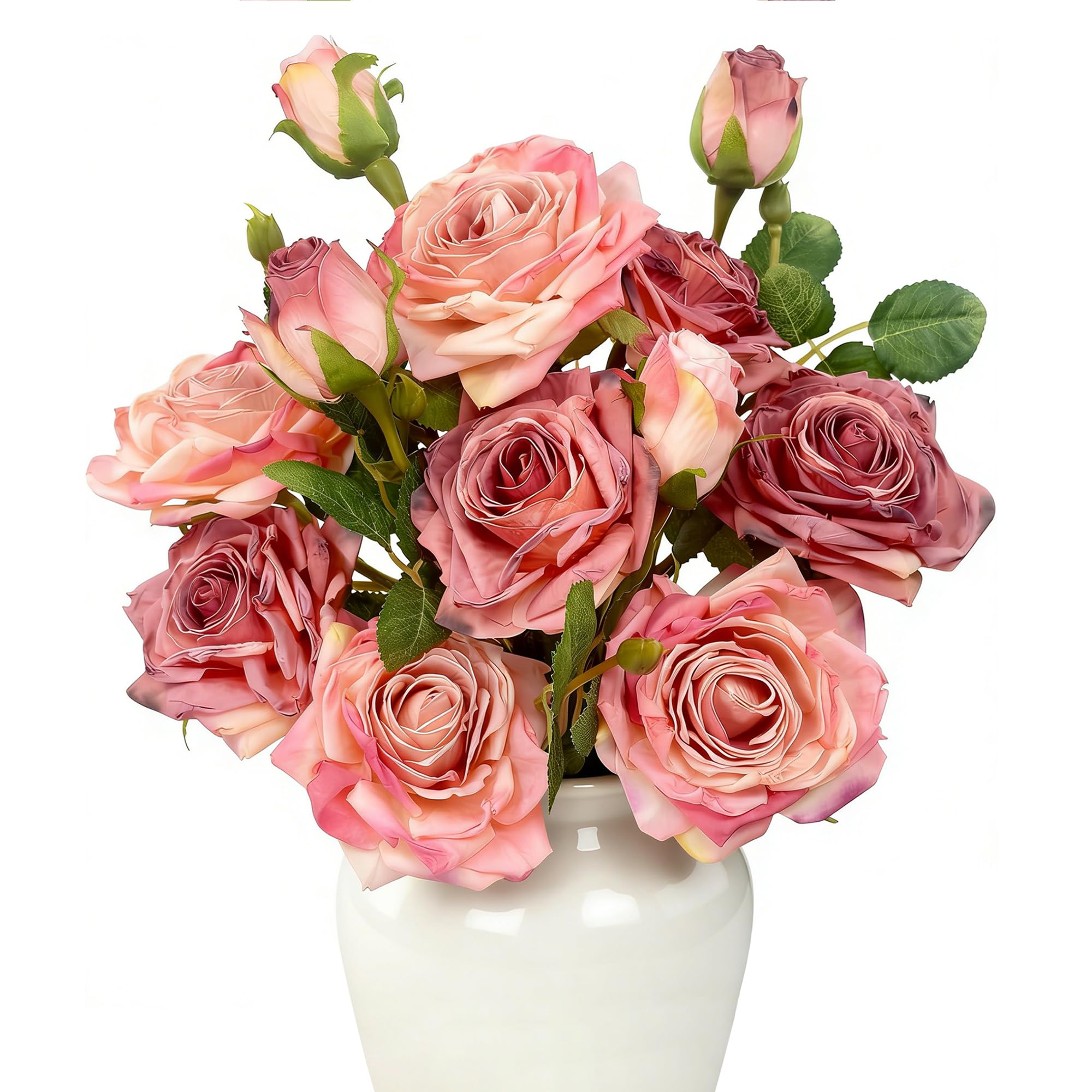 ROLLWAY 5/4 Bündel Kunstblumen wie Echt Pfingstrosen Künstlich Seidenblumen Groß 51cm, Künstliche Blumen Ranunkeln Künstlich Pfingstrose Kunst Blumen Künstlicher Blumenstrauss