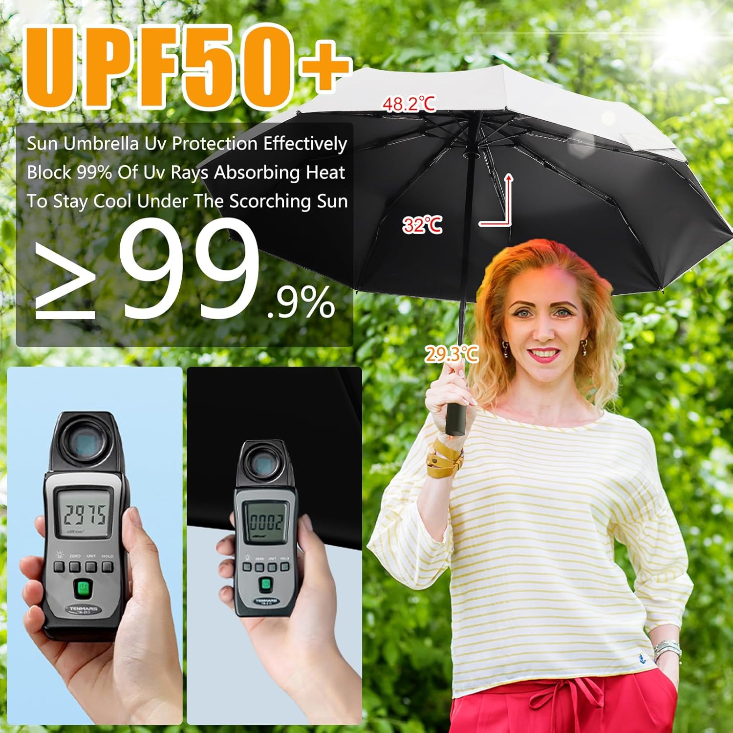UPF 50+ UV Umbrellas For Sun Protection Compact Travel Folding Sun Umbrella UV Protection Auto Open Close - Image 3