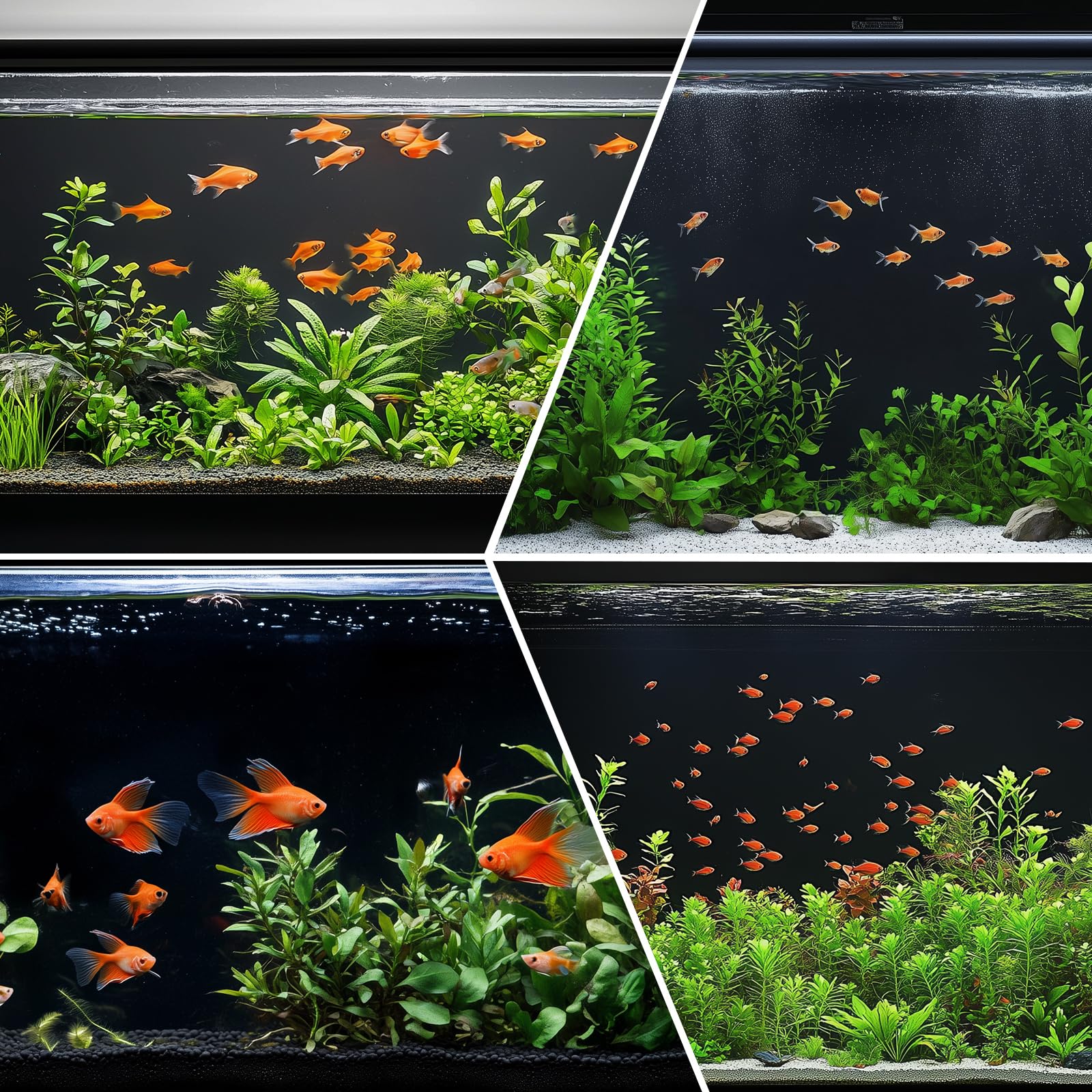 Fondo de fondo de acuario para decoración de peceras, papel tapiz electrostático, sin pegamento, fácil de instalar, reutilizable (17.7 pulgadas de alto x 47.2 pulgadas de largo, negro)